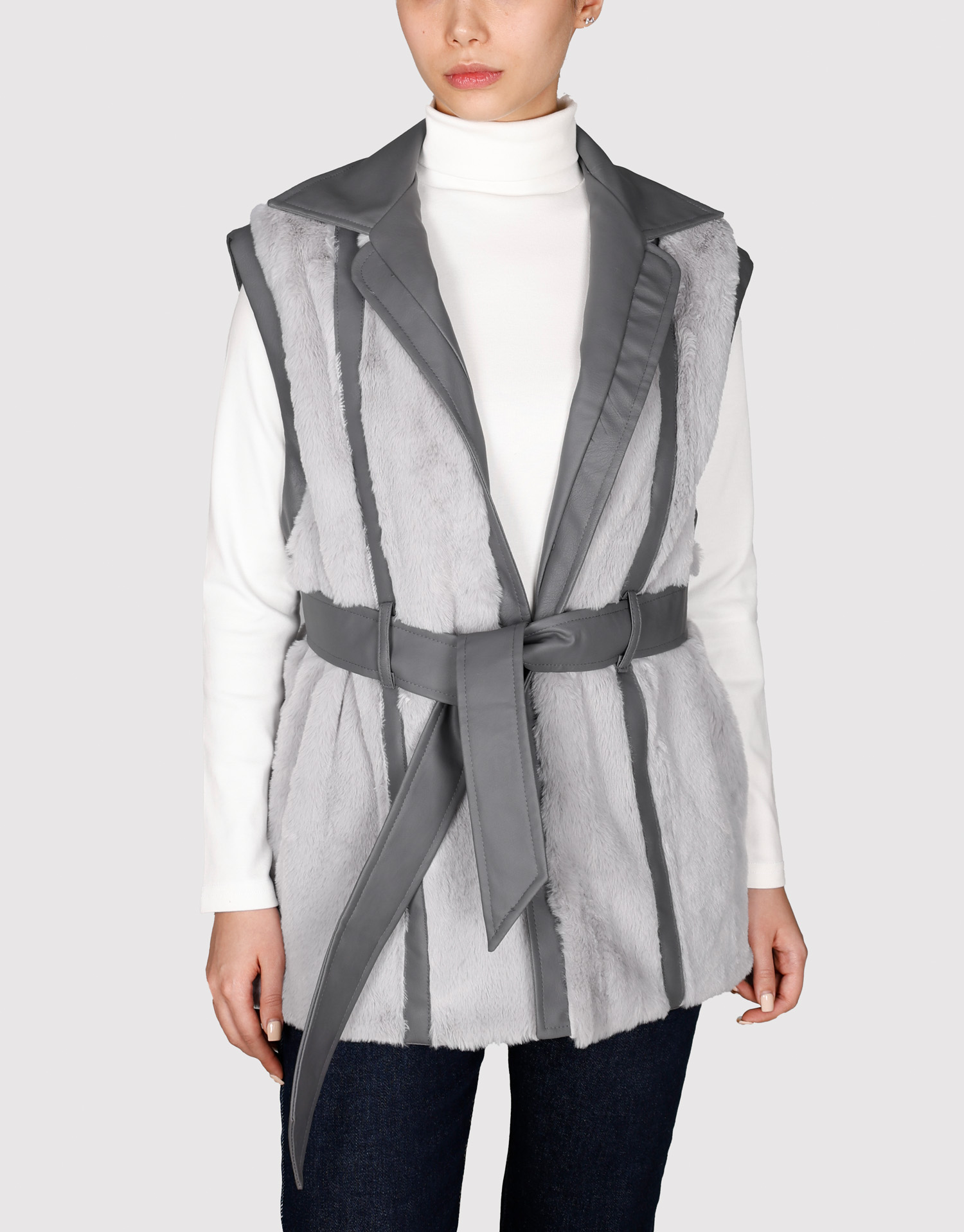 ژیله چرم دوزی طوسی