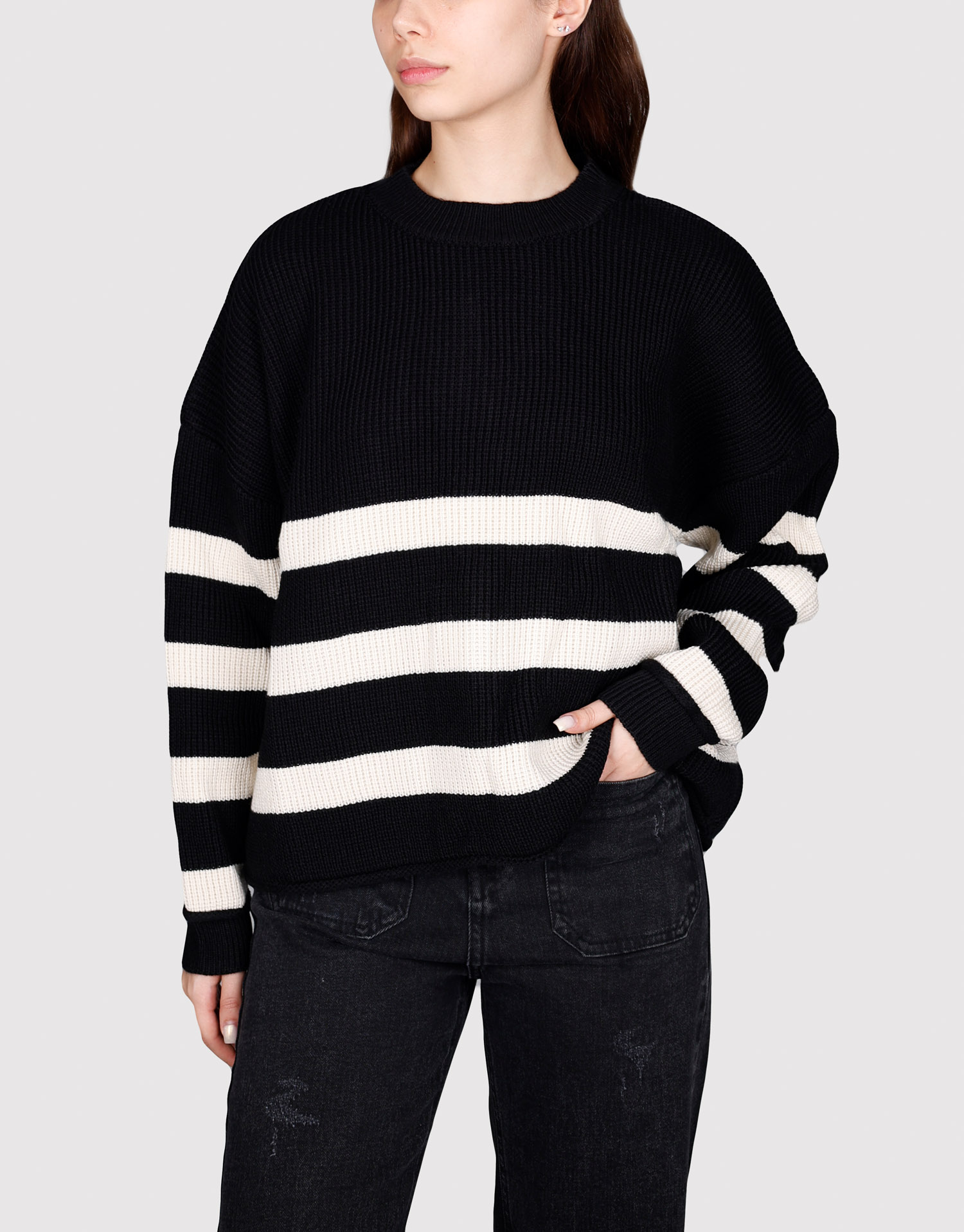 بلوز بافت جودون مشکی شیری