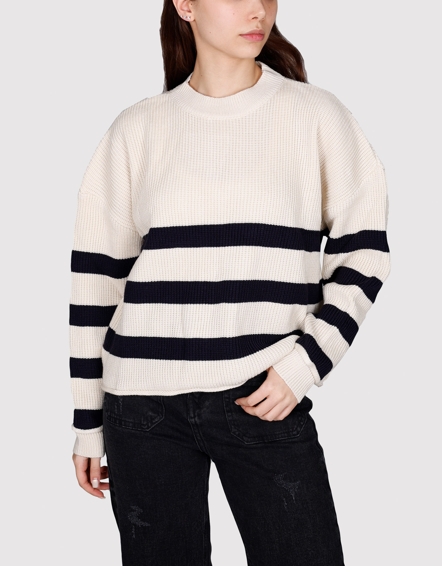 بلوز بافت جودون شیری سرمه ای