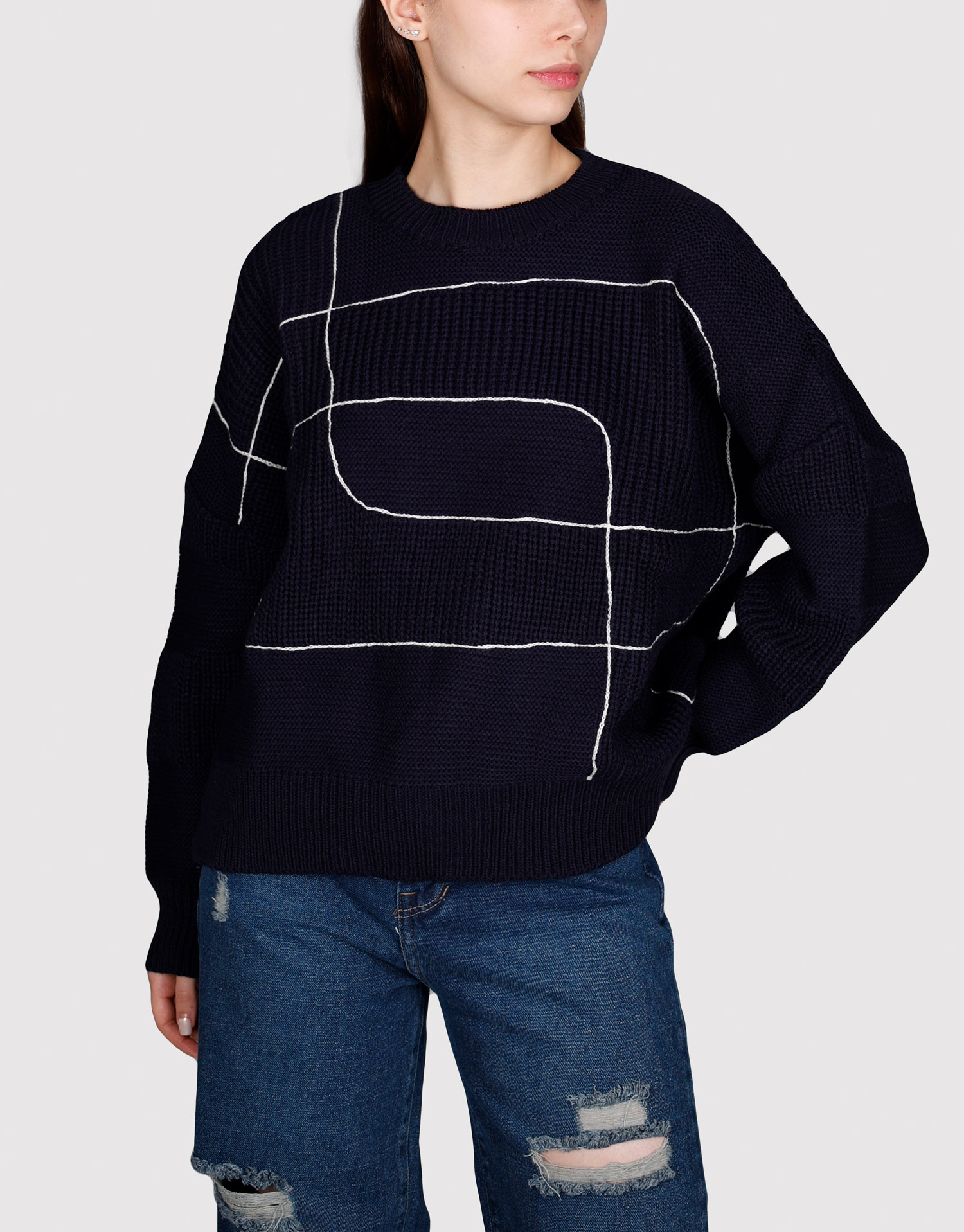 بلوز دوخت از رو سرمه ای