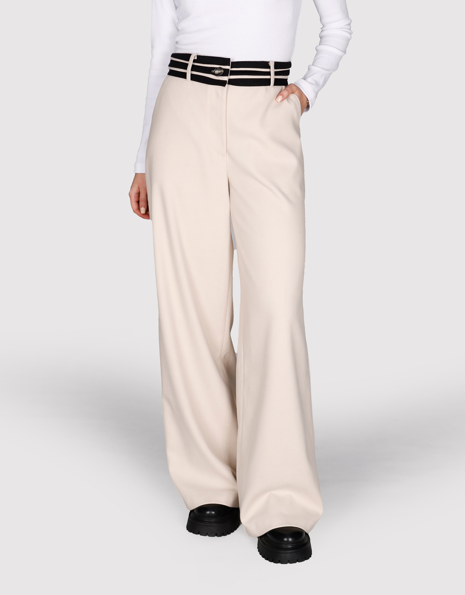 شلوار کمر نارنگ کرم روشن