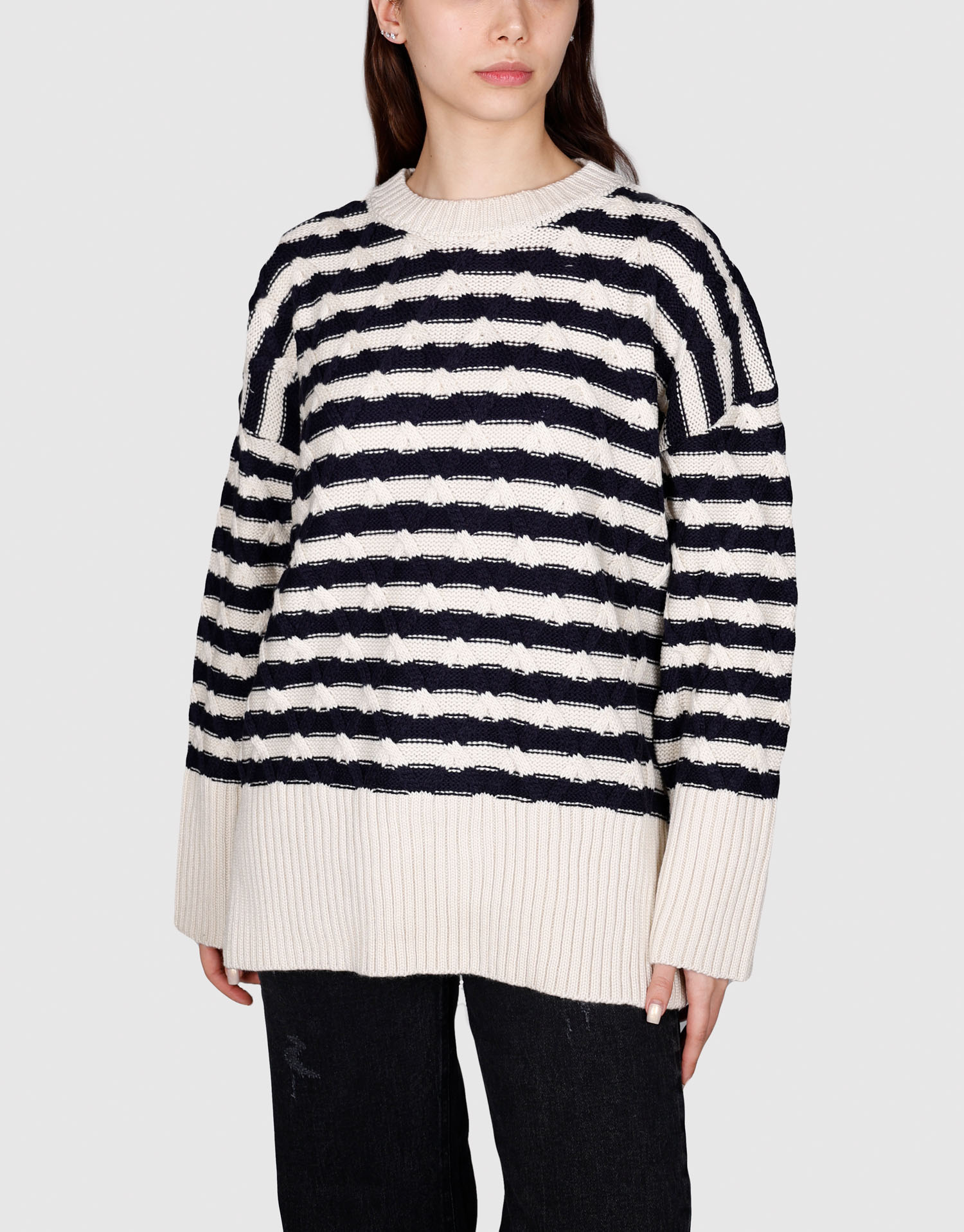 بلوز آران شیری سرمه ای