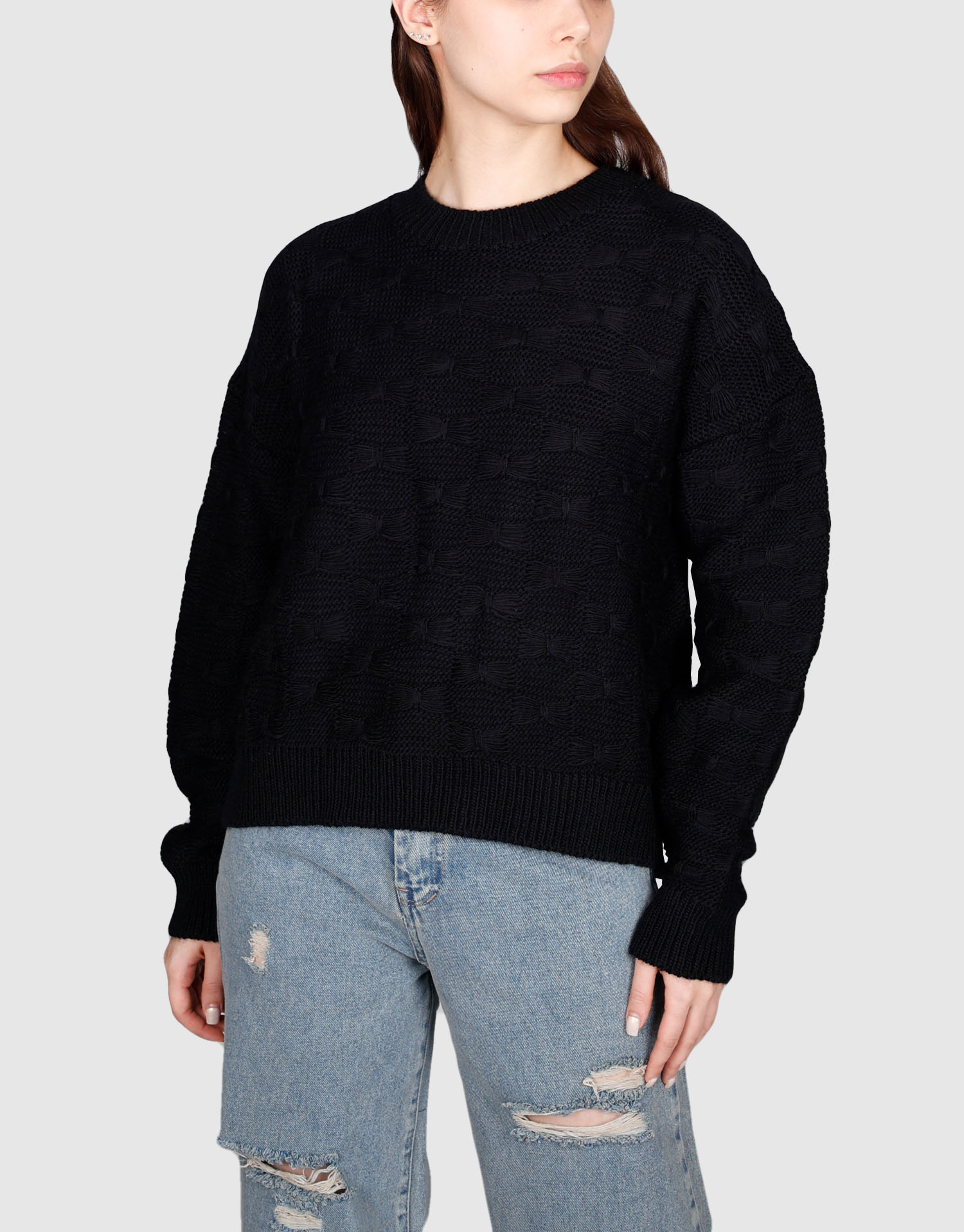 بلوز آستین بلند پاپیونی مشکی