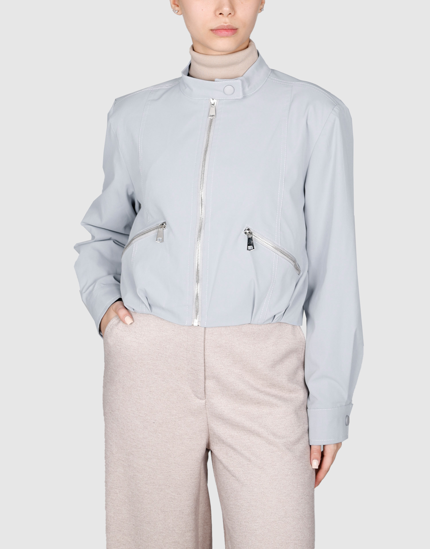 بارانی جیب زیپ آبی روشن