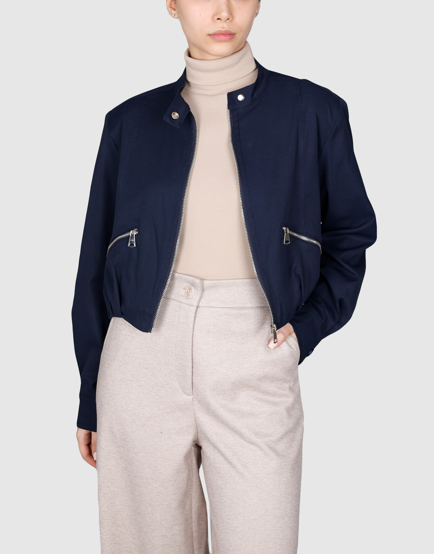 بارانی جیب زیپ سرمه ای