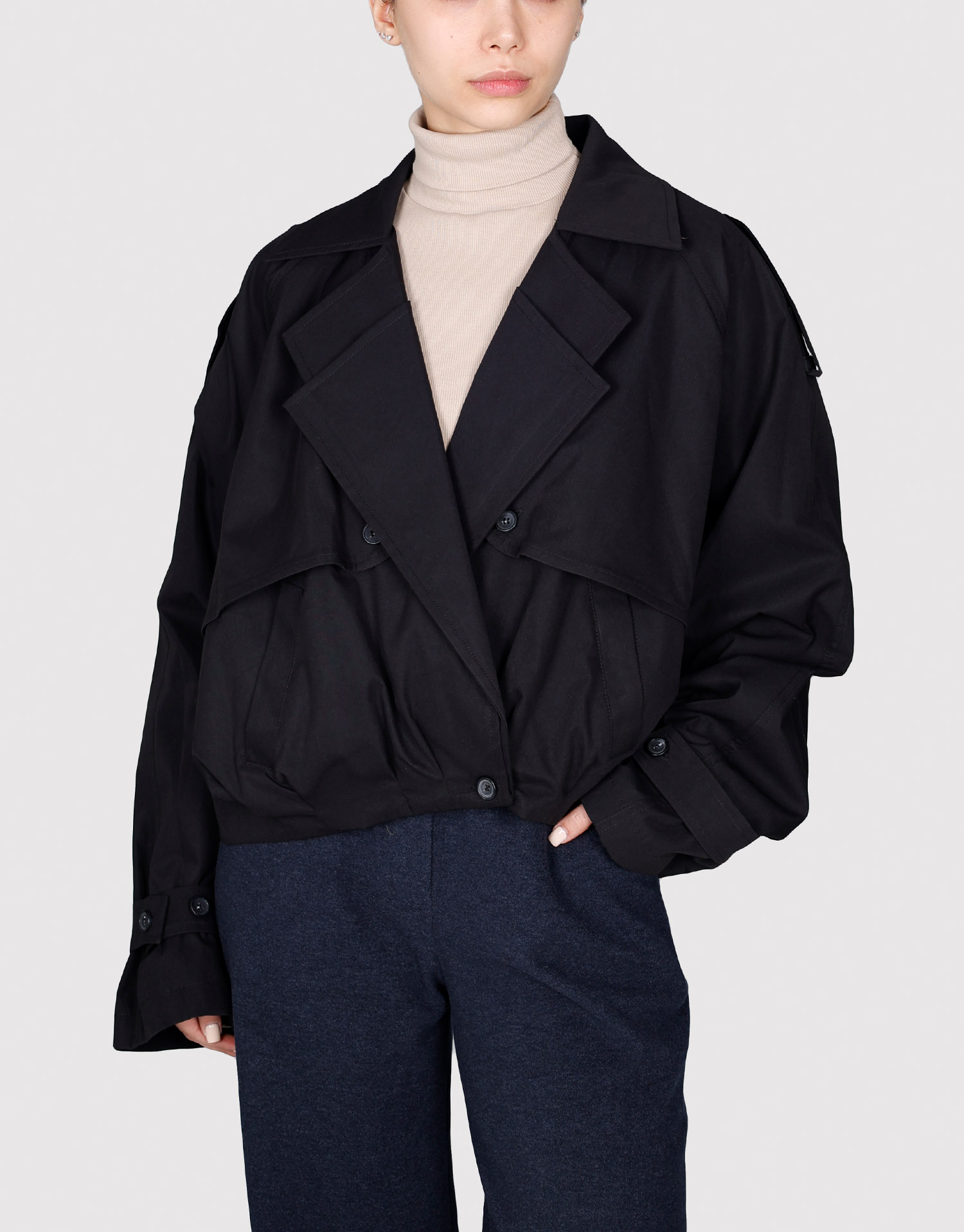 بارانی کمر ساسون مشکی