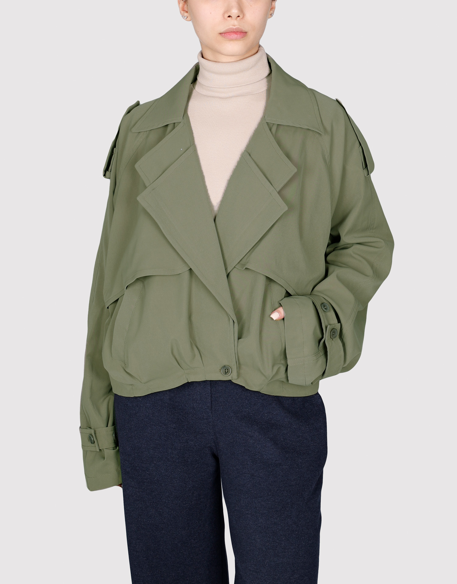 بارانی کمر ساسون زیتونی