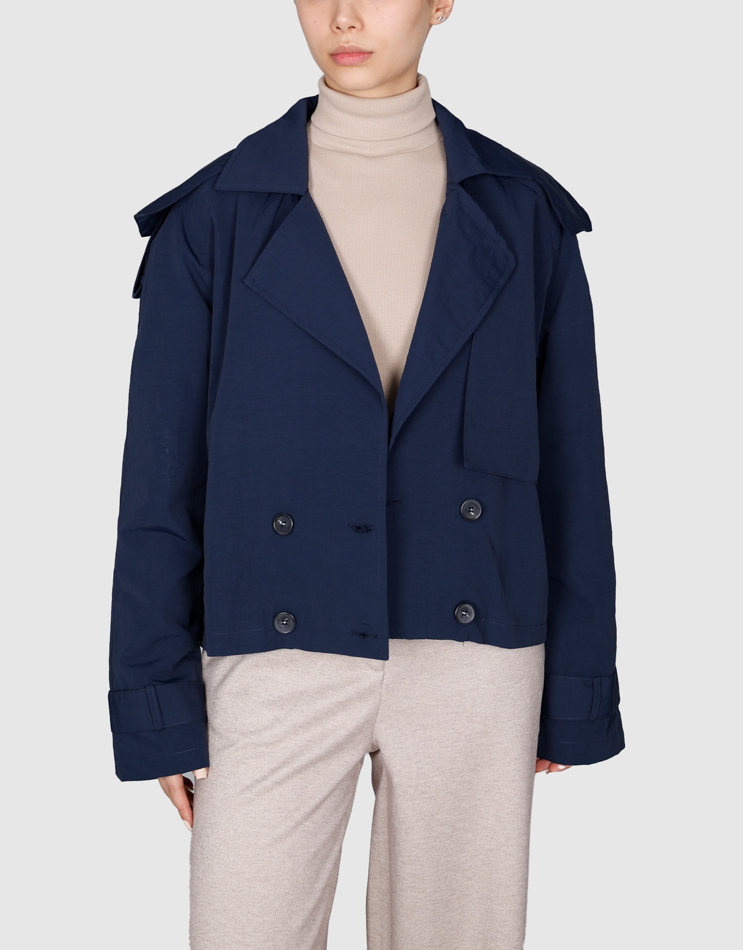 بارانی کلاهدار سرمه ای