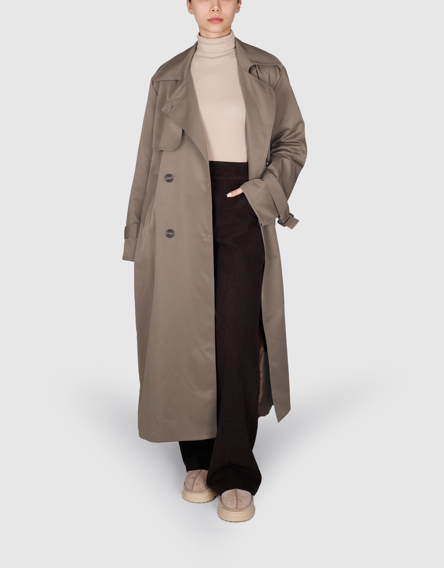 بارانی آستین پاگون قهوه ای