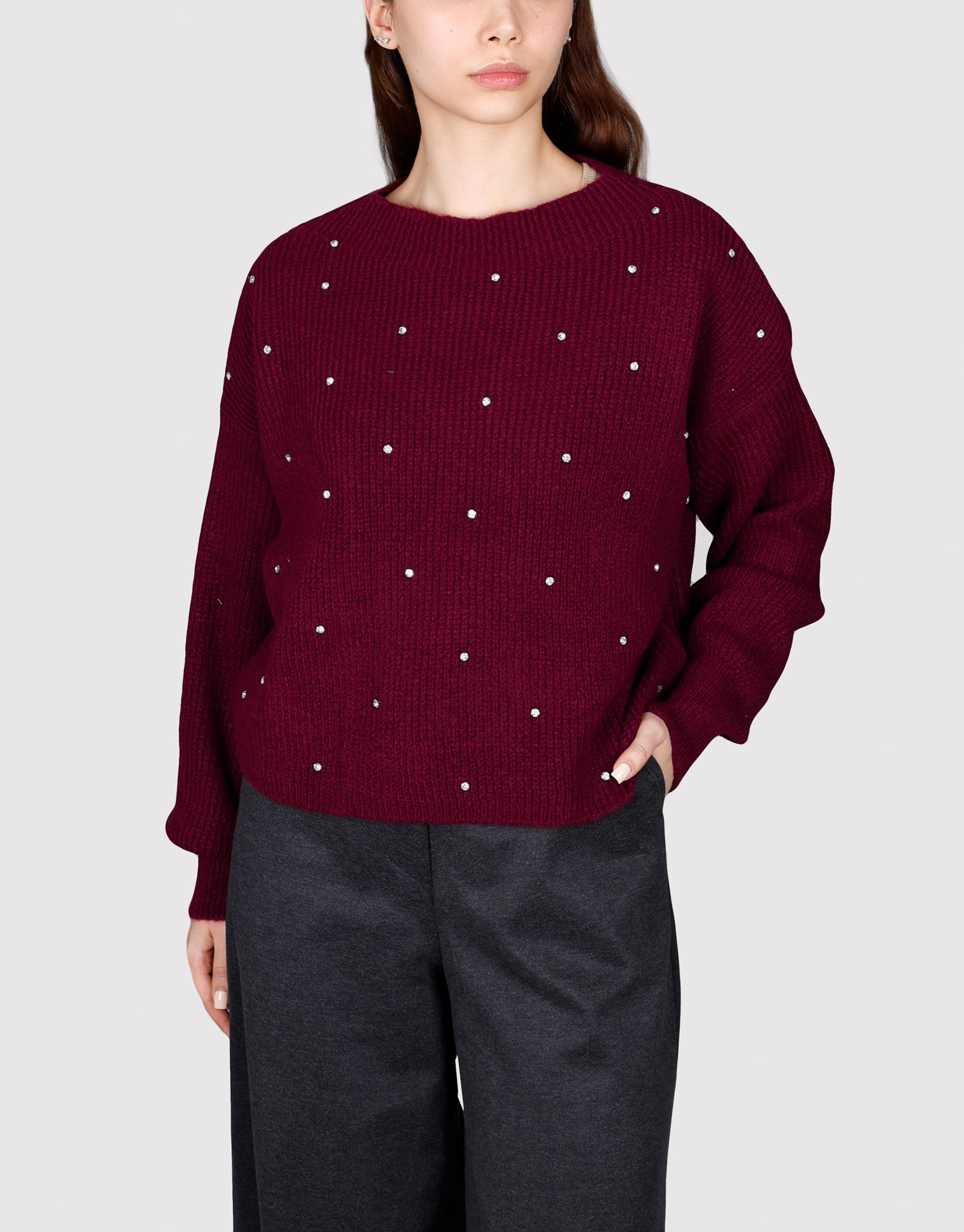 بلوز نگین دار زرشکی