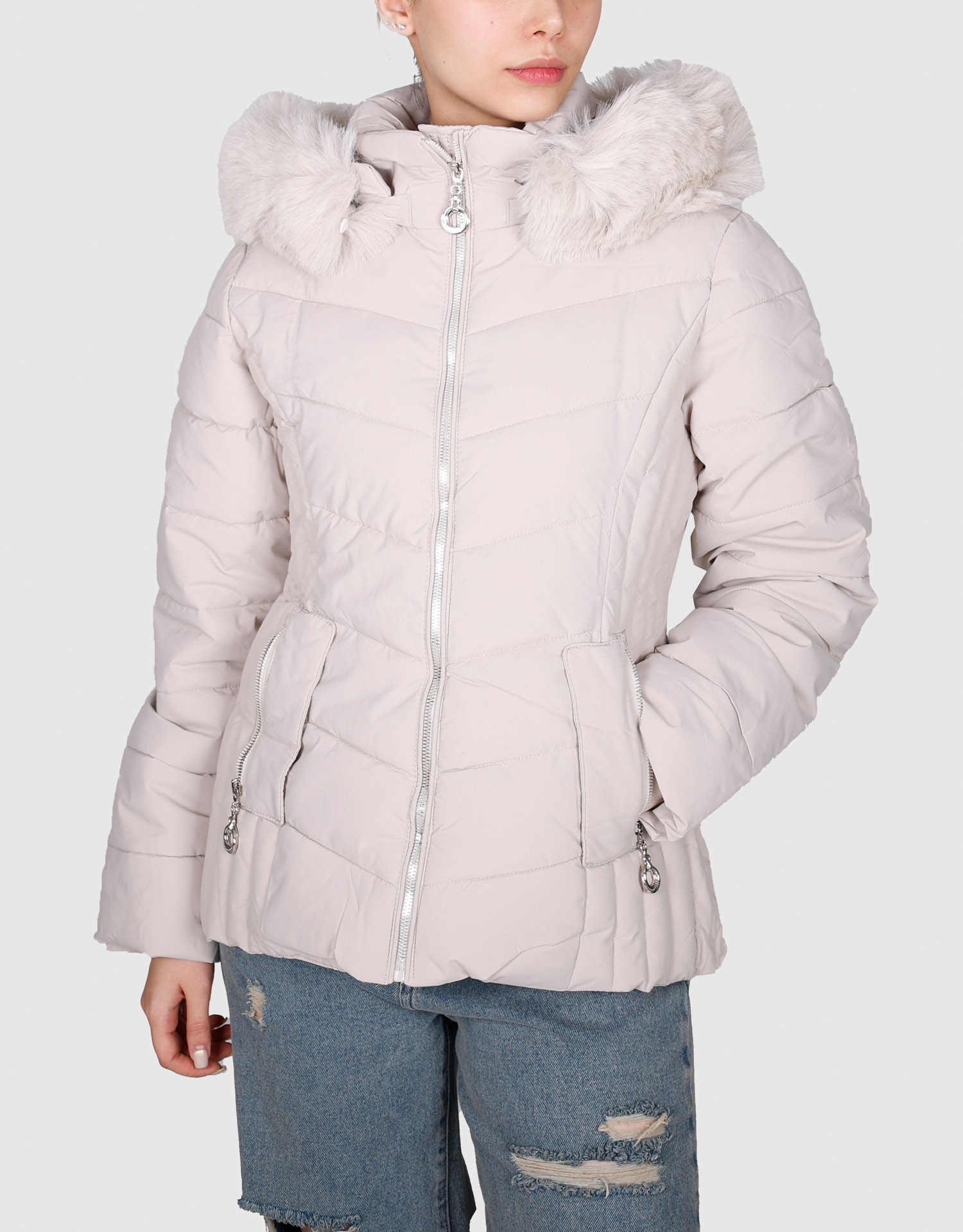 کاپشن کلاه خز