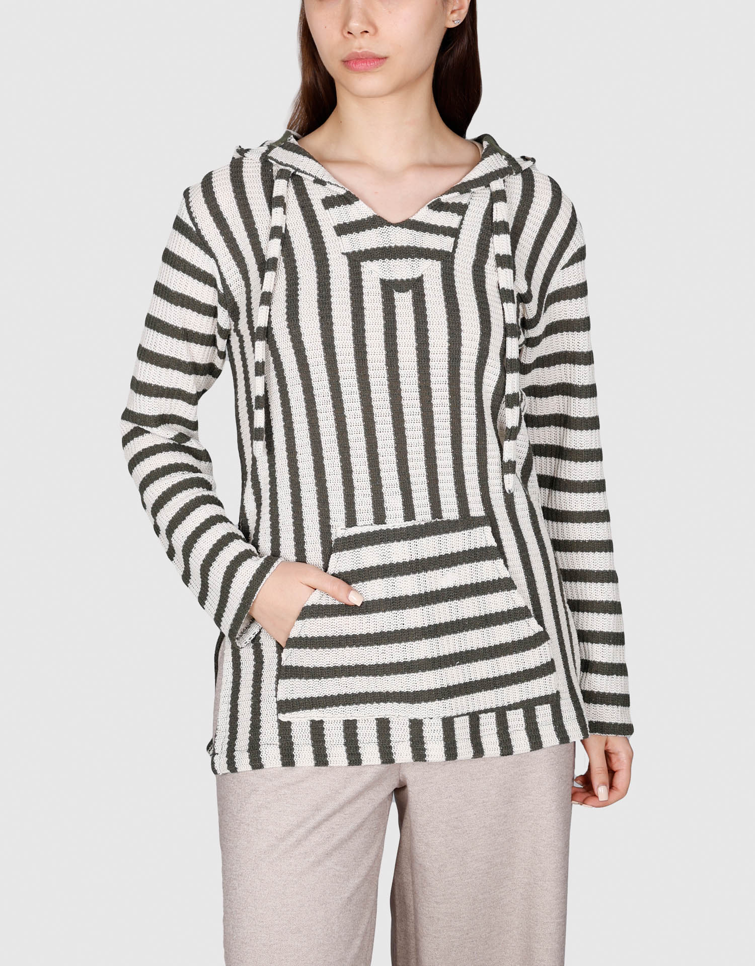 تونیک کلاهدار کرم سبز