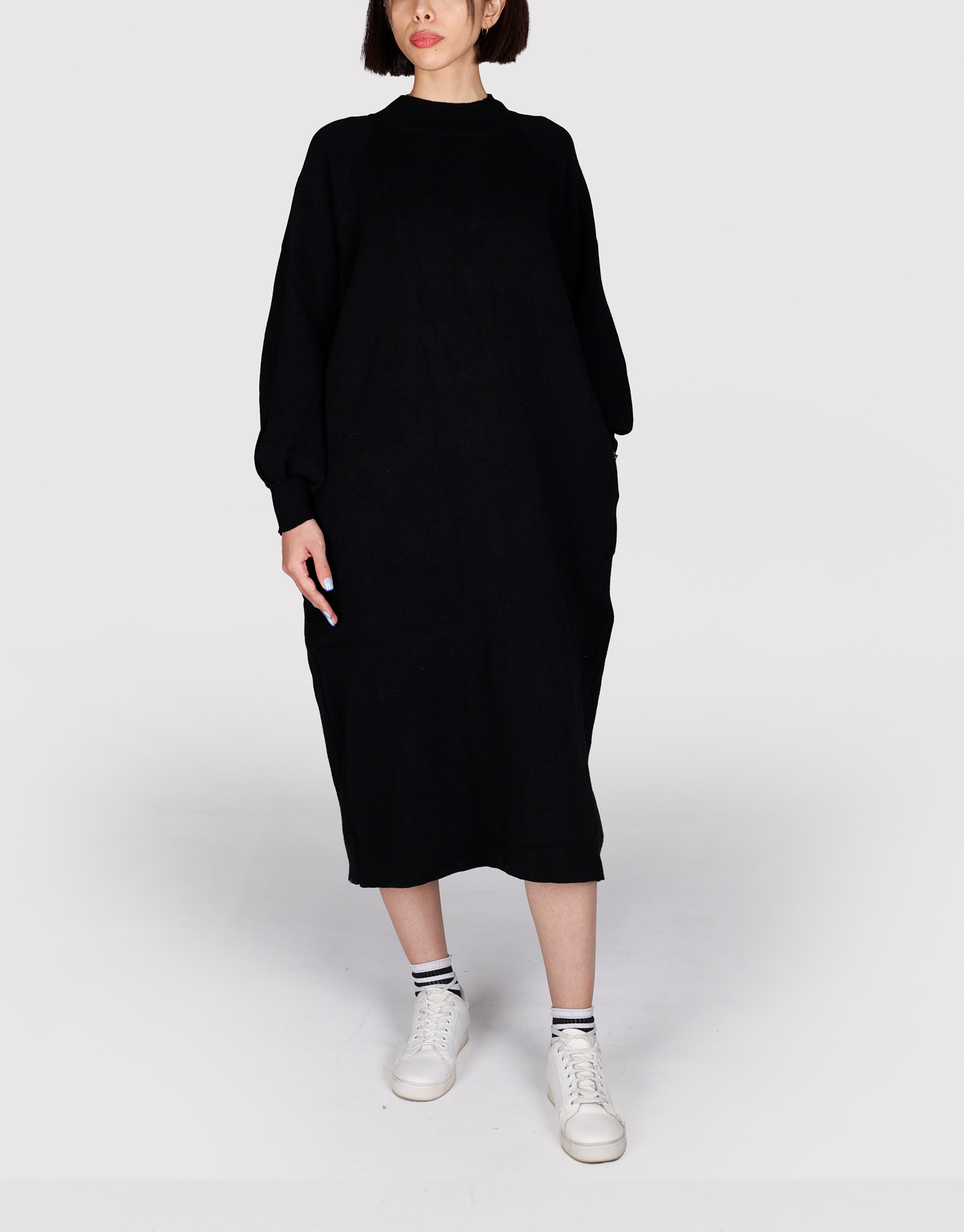 پیراهن بافت جیب دار مشکی