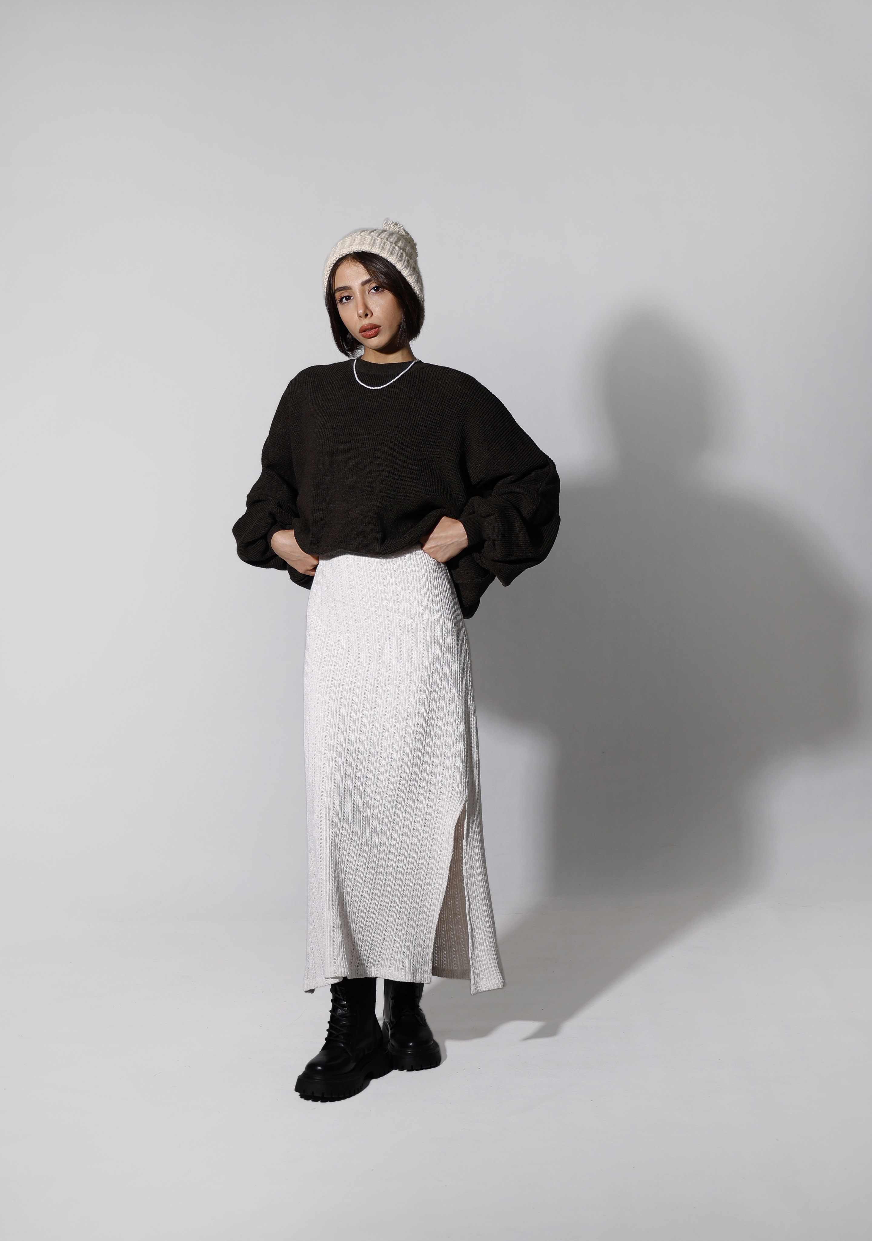 دامن بغل چاکدار سفید