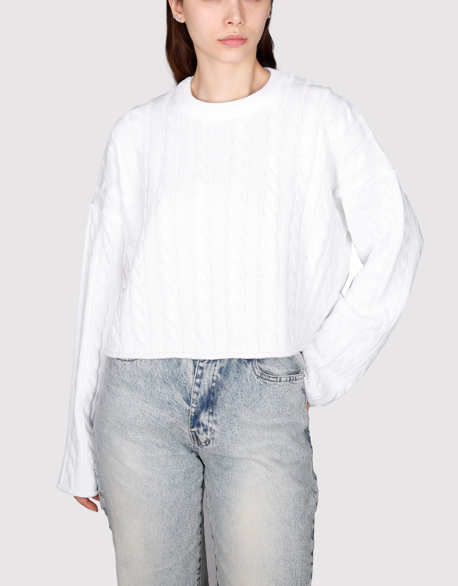 بلوز کراپ گیس بافت سفید