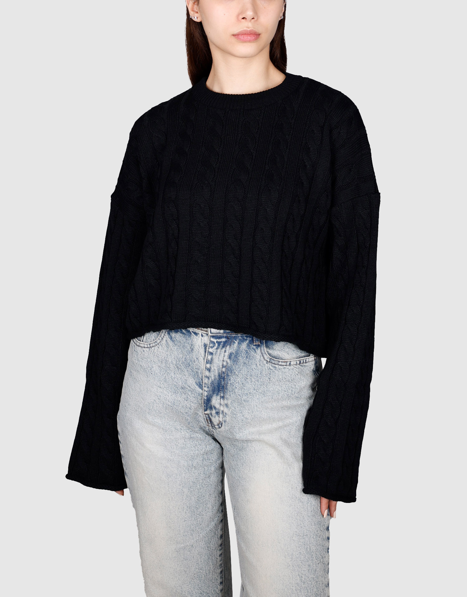 بلوز کراپ گیس بافت مشکی