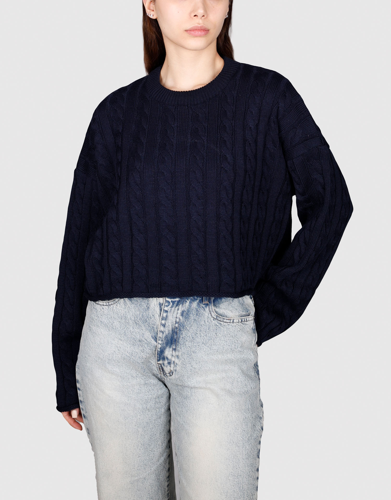 بلوز کراپ گیس بافت سرمه ای