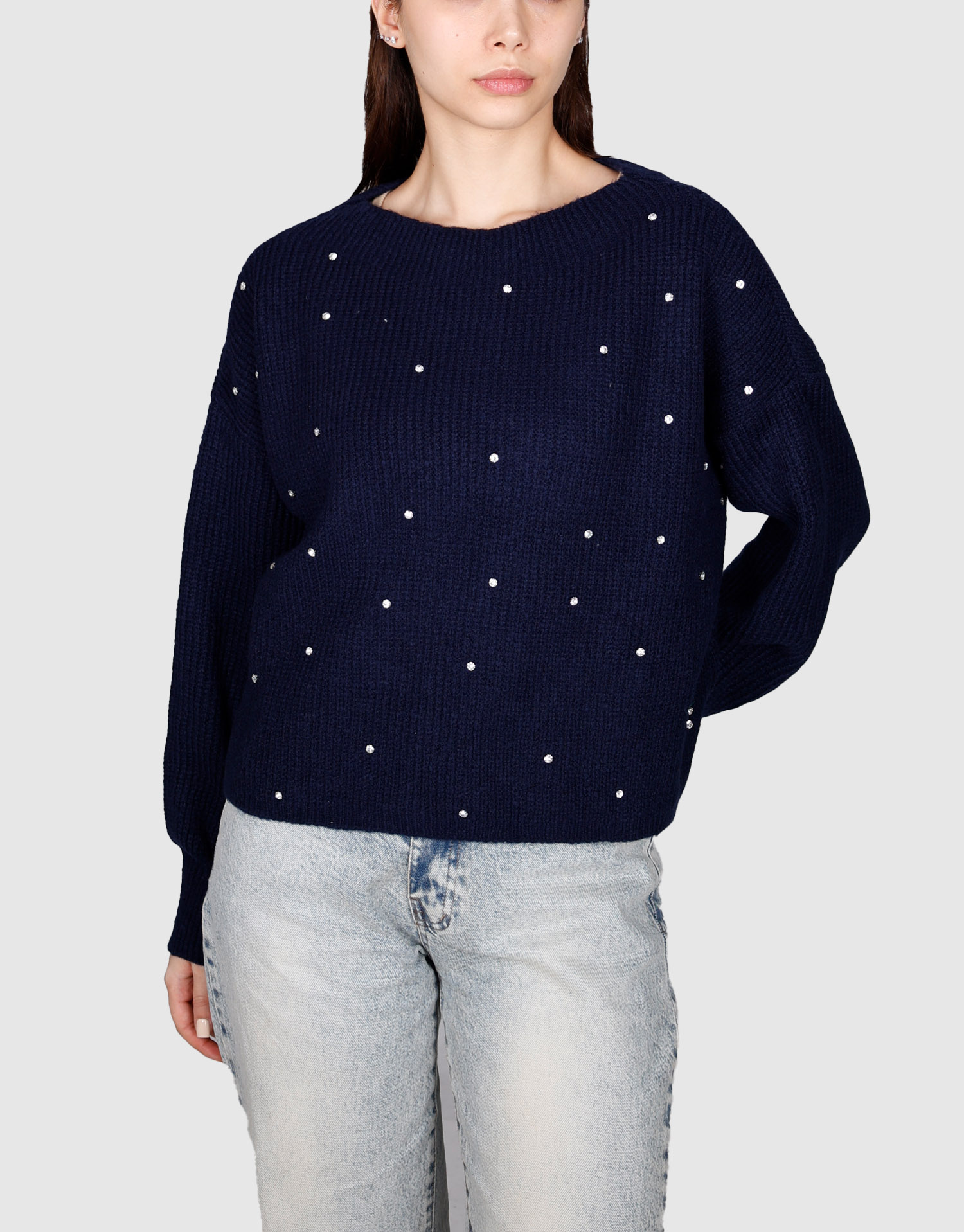 بلوز نگین دار سرمه ای