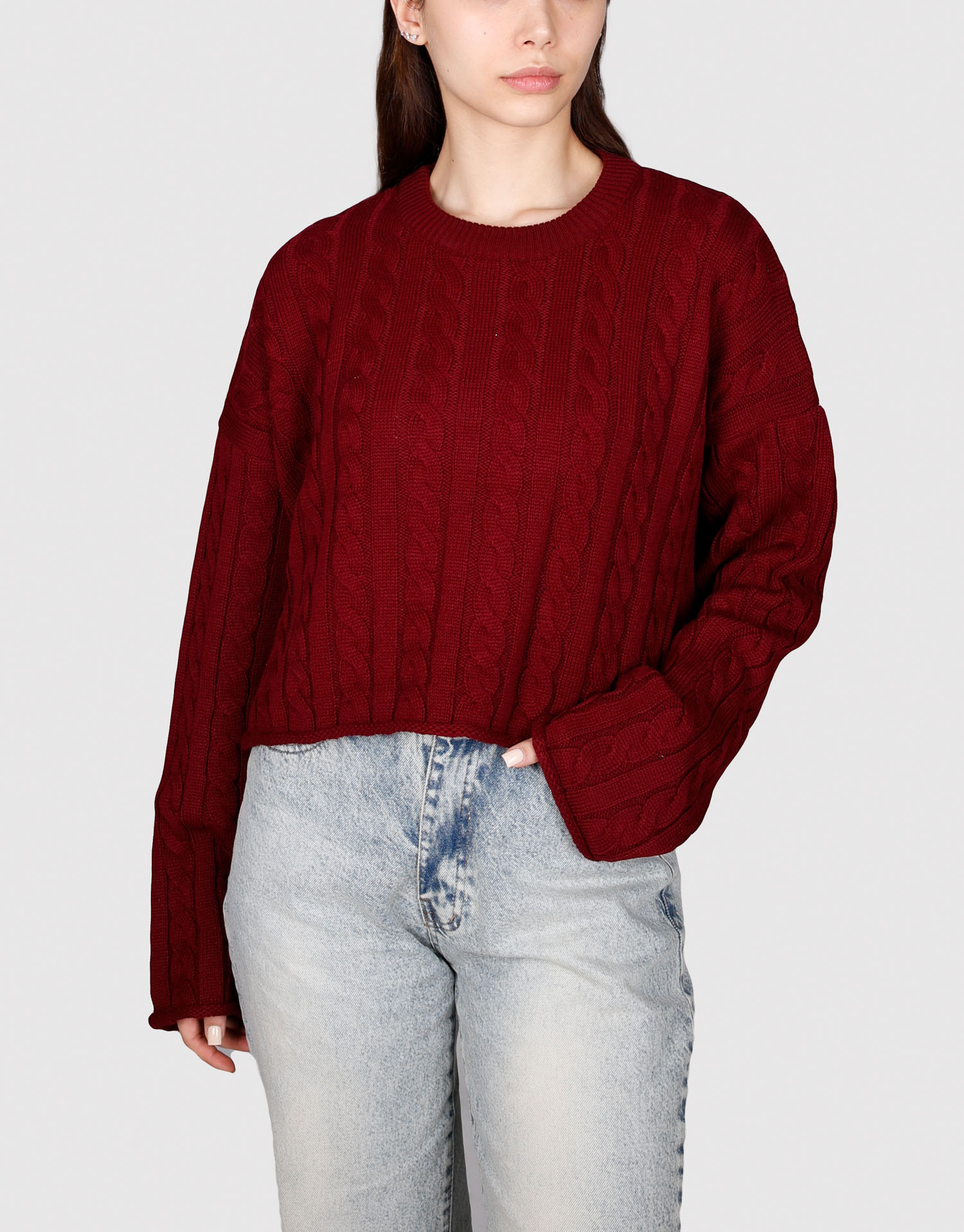 بلوز کراپ گیس بافت زرشکی