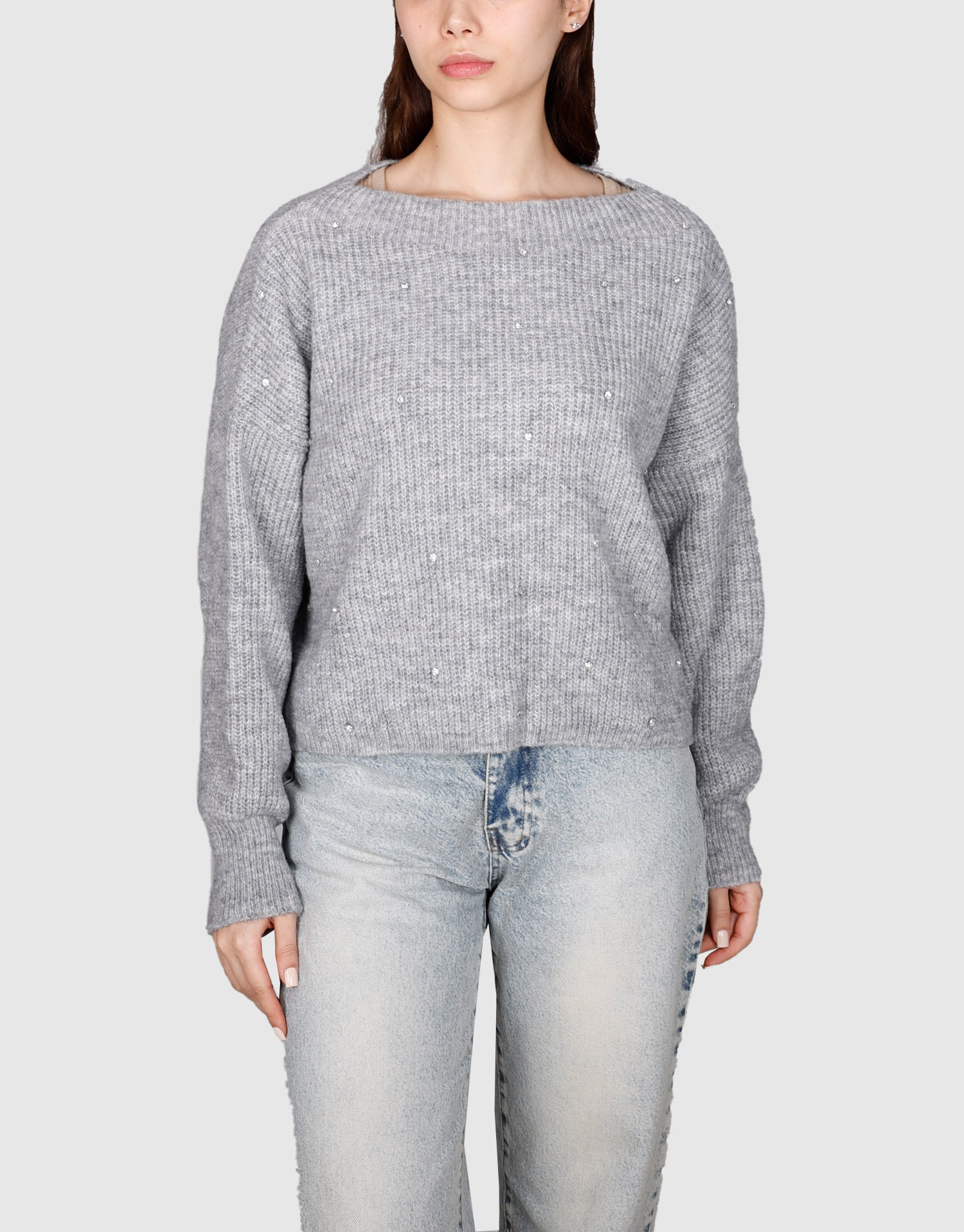 بلوز نگین دار طوسی