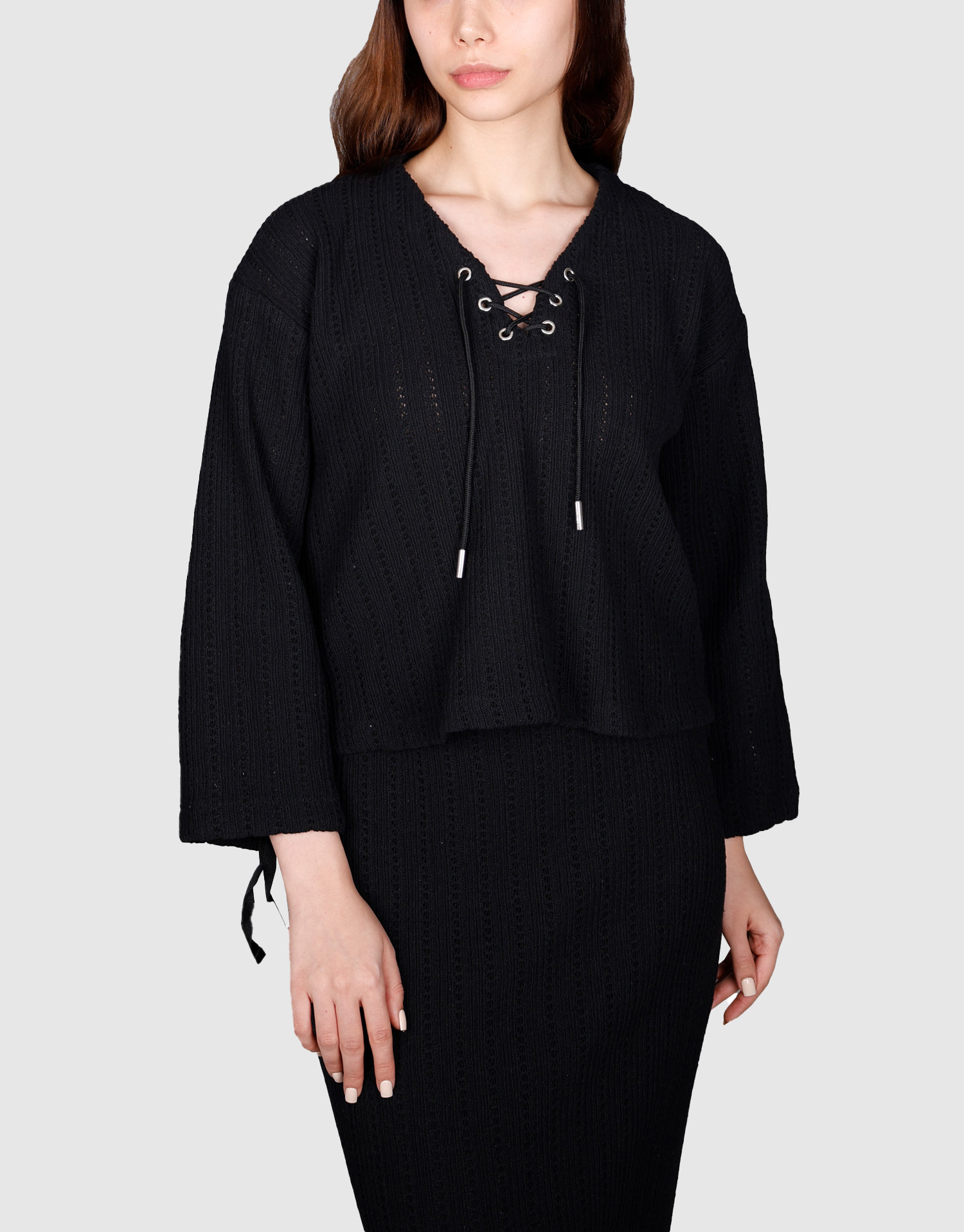 بلوز یقه بند دار مشکی