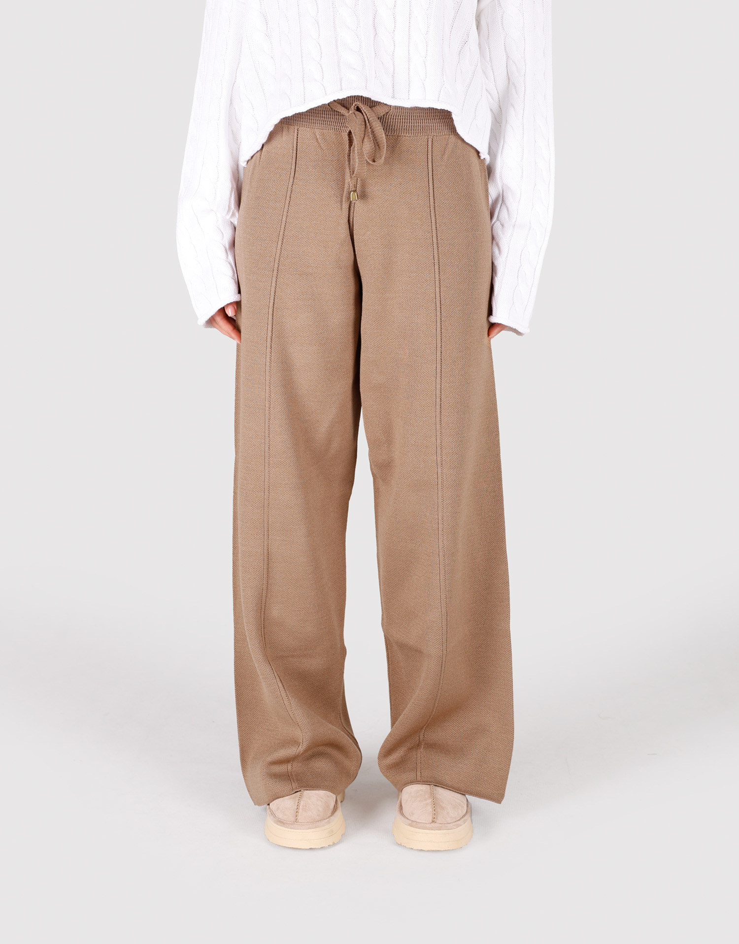 شلوار بافت جلو دوخت کرم