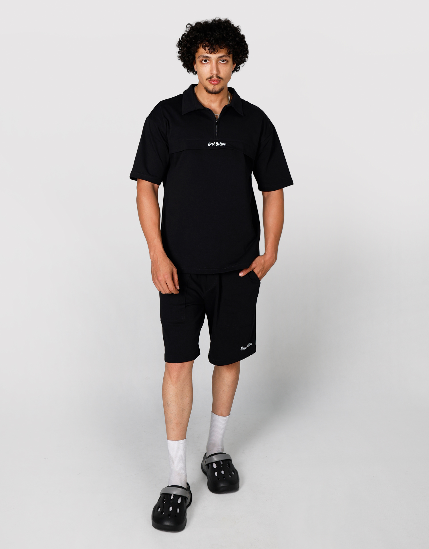 تیشرت و شلوارک نیم زیپ