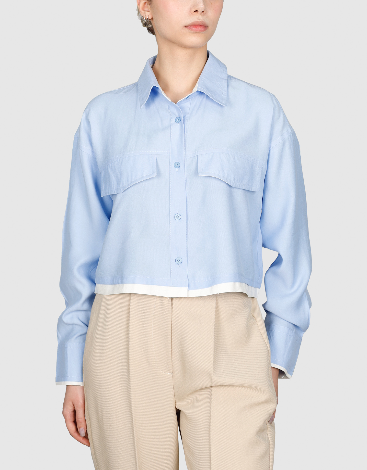 شومیز تنسل دو رنگ