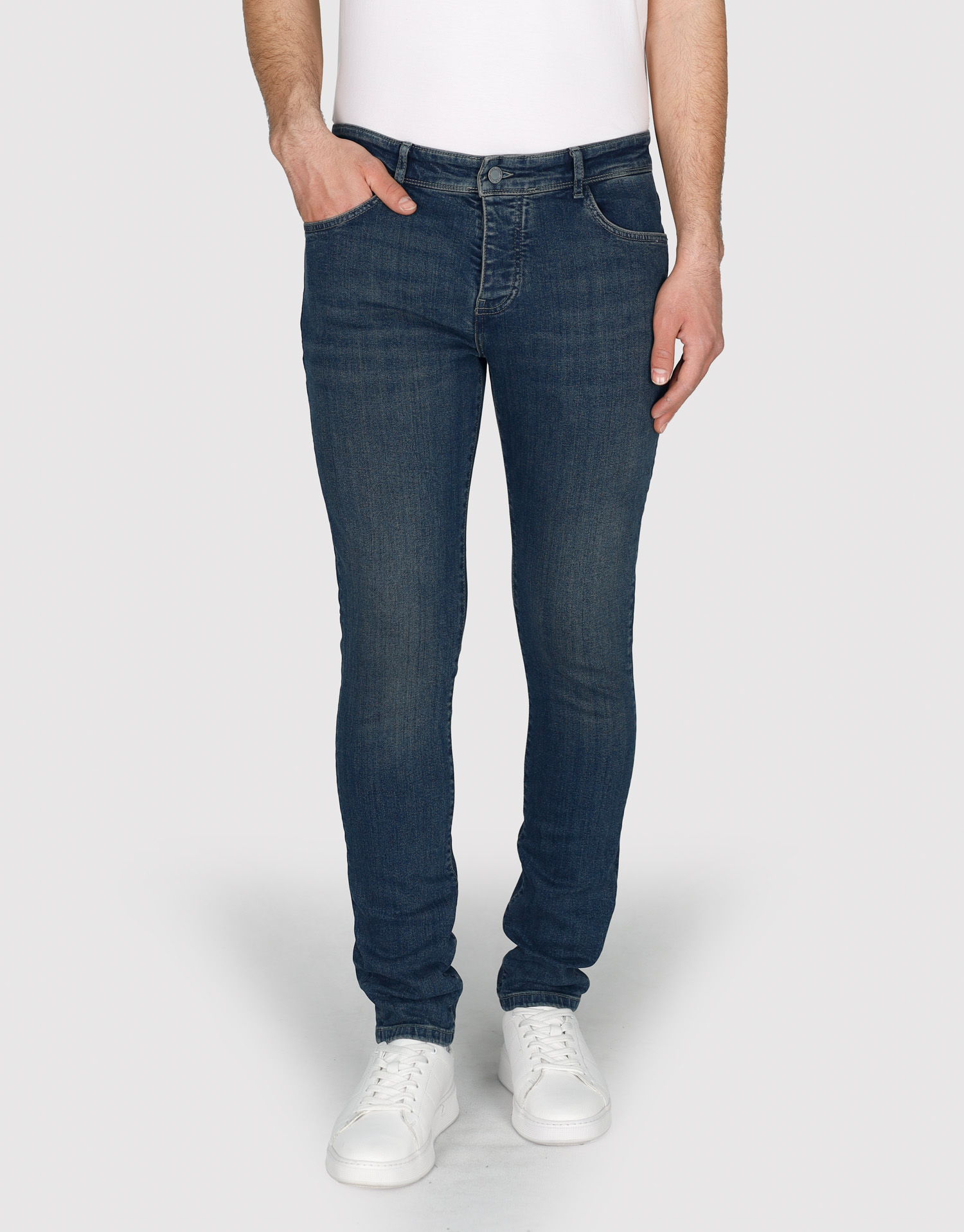 شلوار اسلیم جین آبی تیره