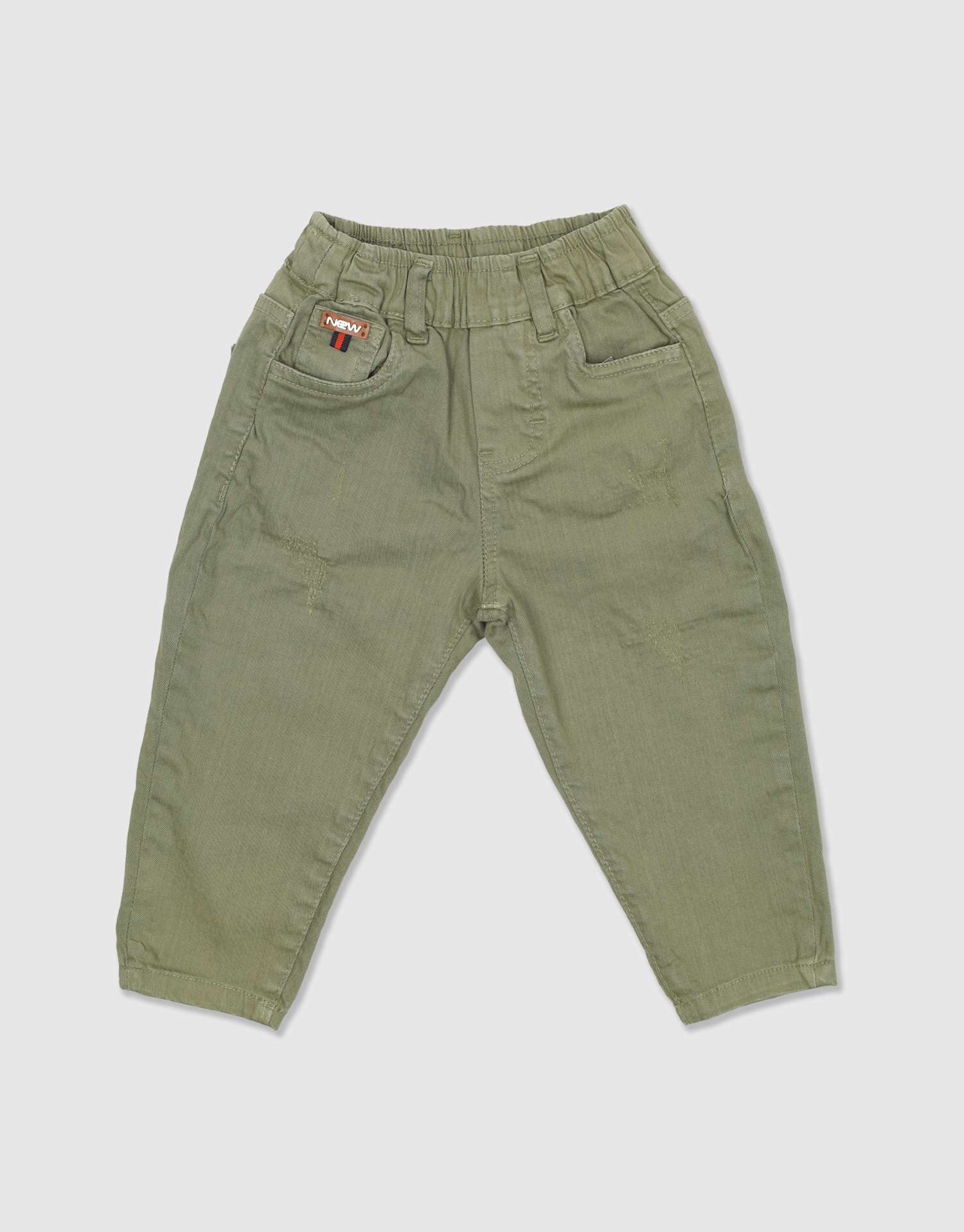 شلوار مام استایل کتان کمرکش یشمی 6-2 سال