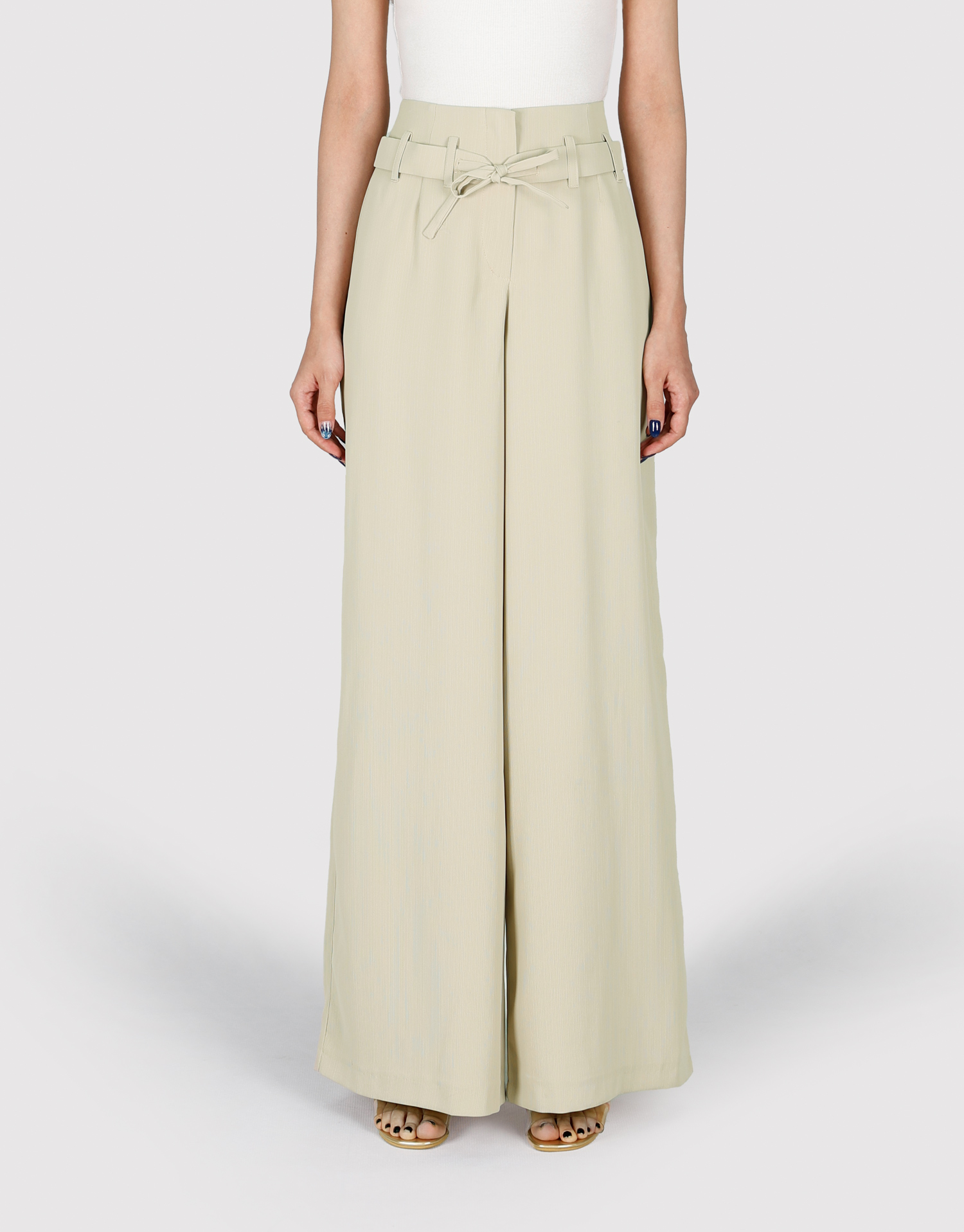 شلوار کمربنددار کرم