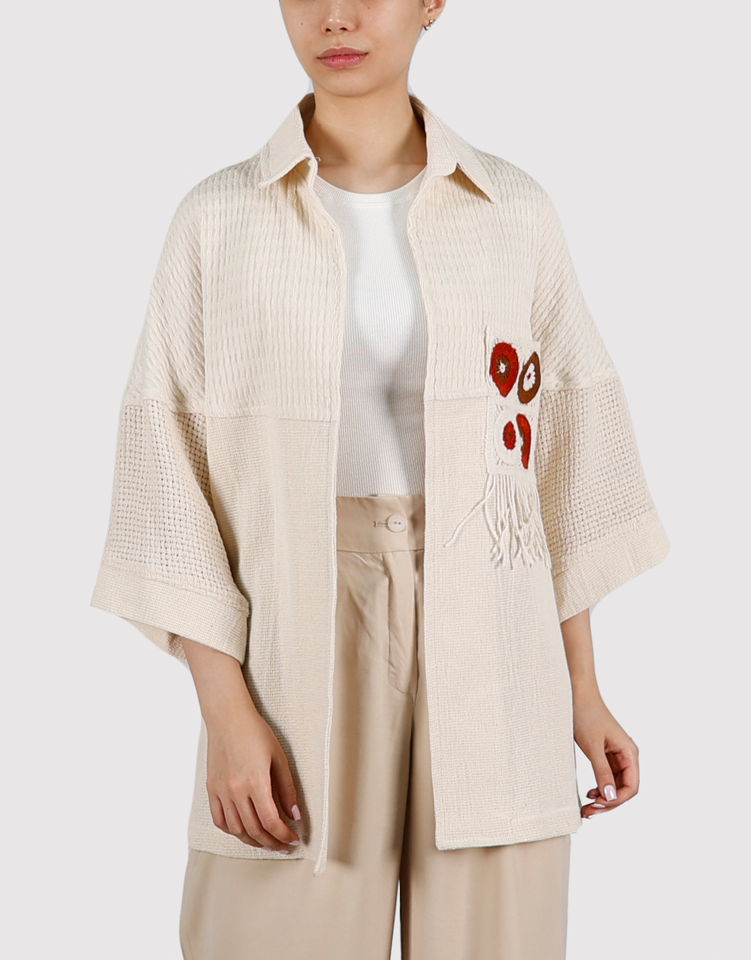 مانتو تک جیب گلدوزی