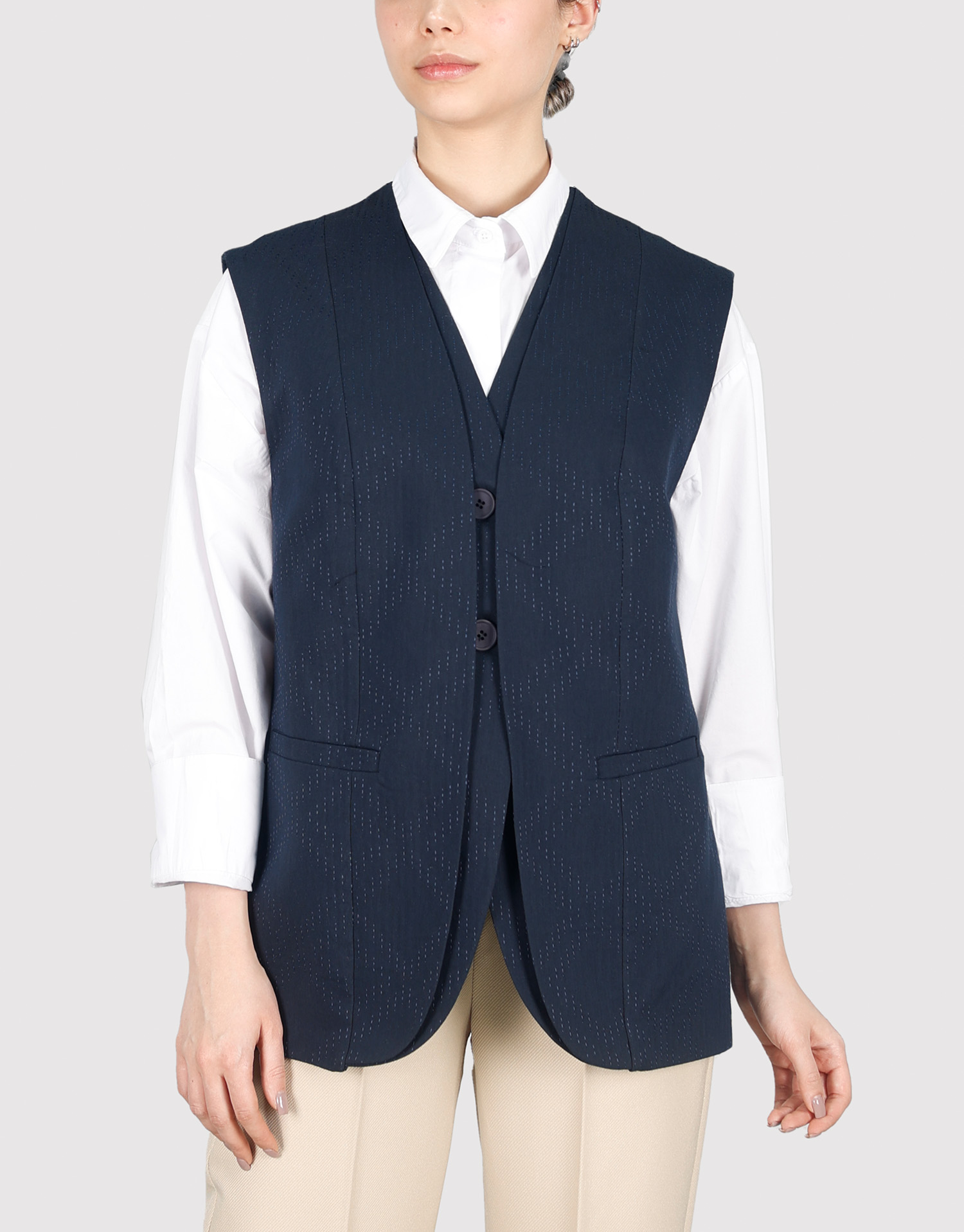 ژیله دو یقه کوک دوزی سرمه ای