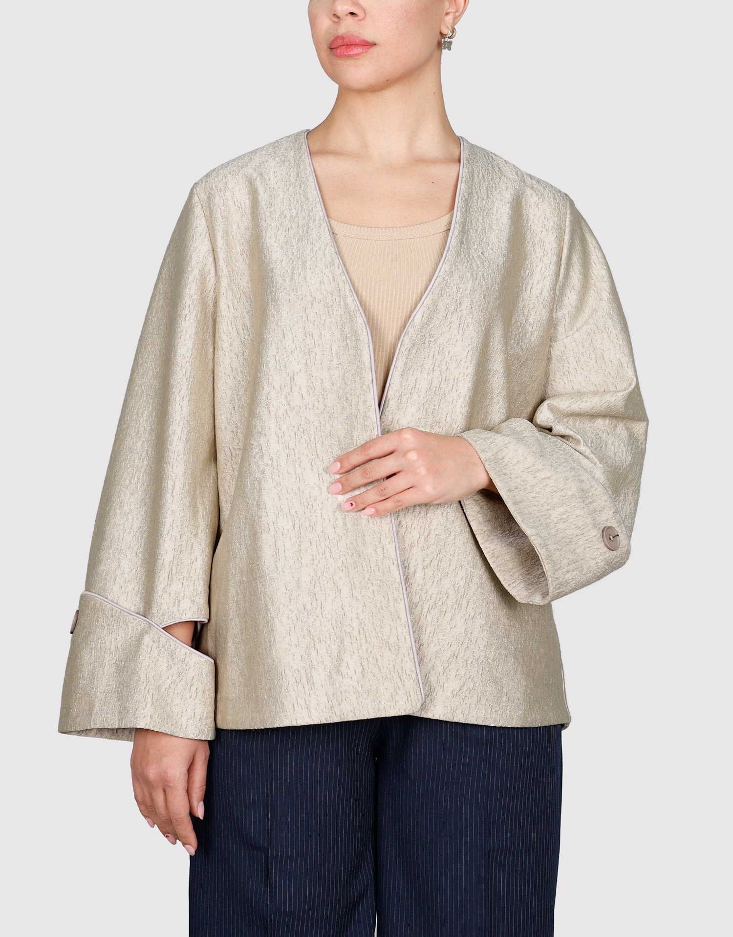 کت آستین دوبل کرم