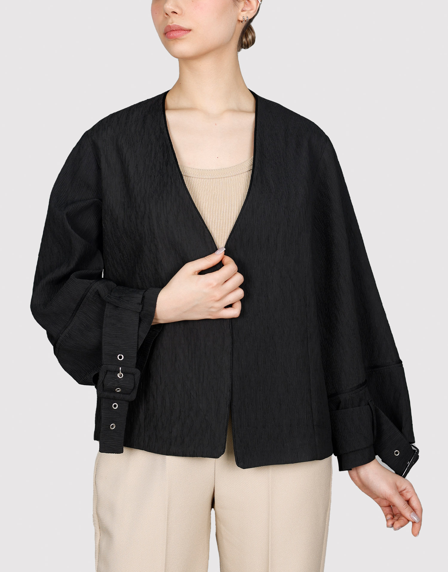 کت آستین کمربندی مشکی