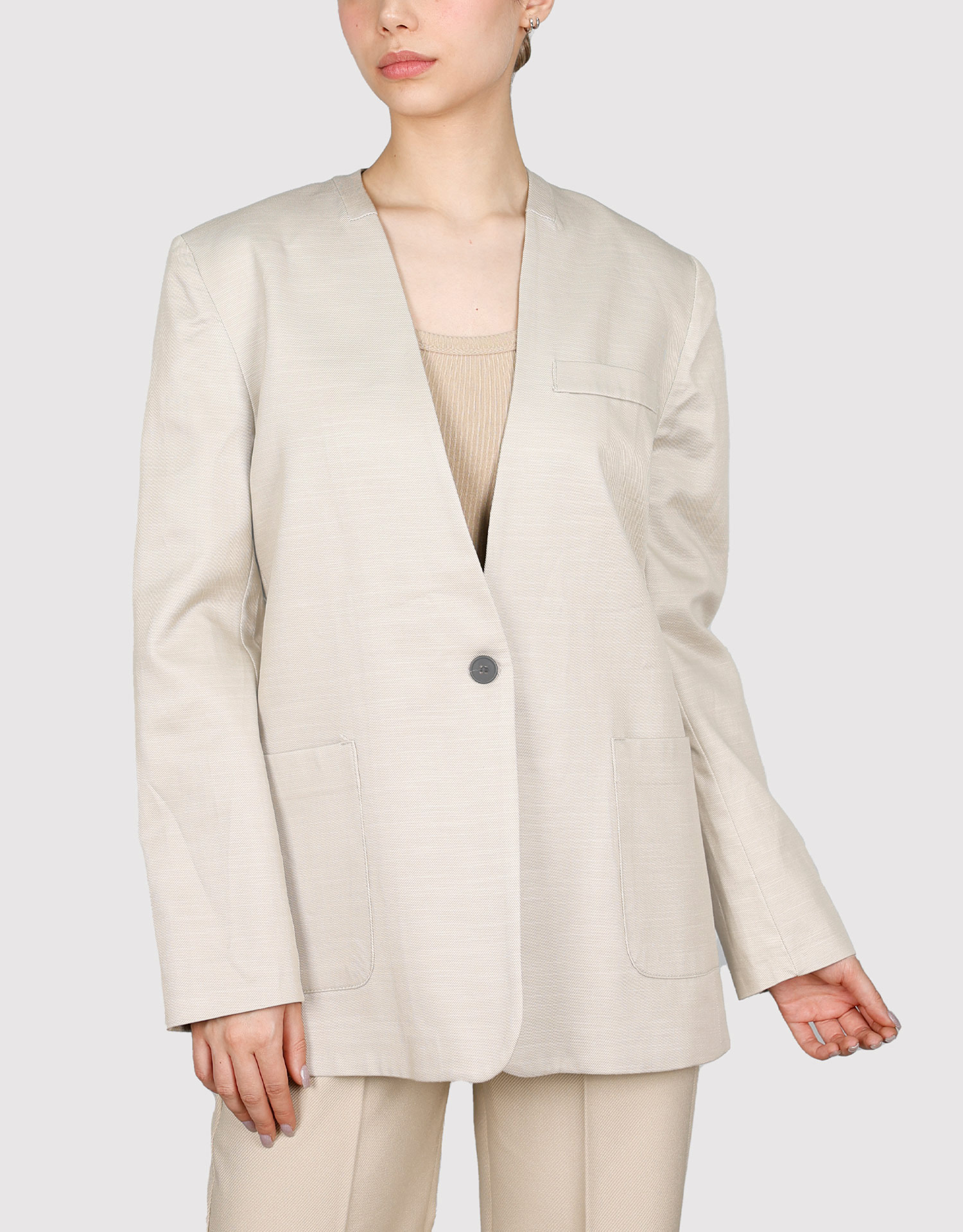 کت آستردار ریپ کرم روشن