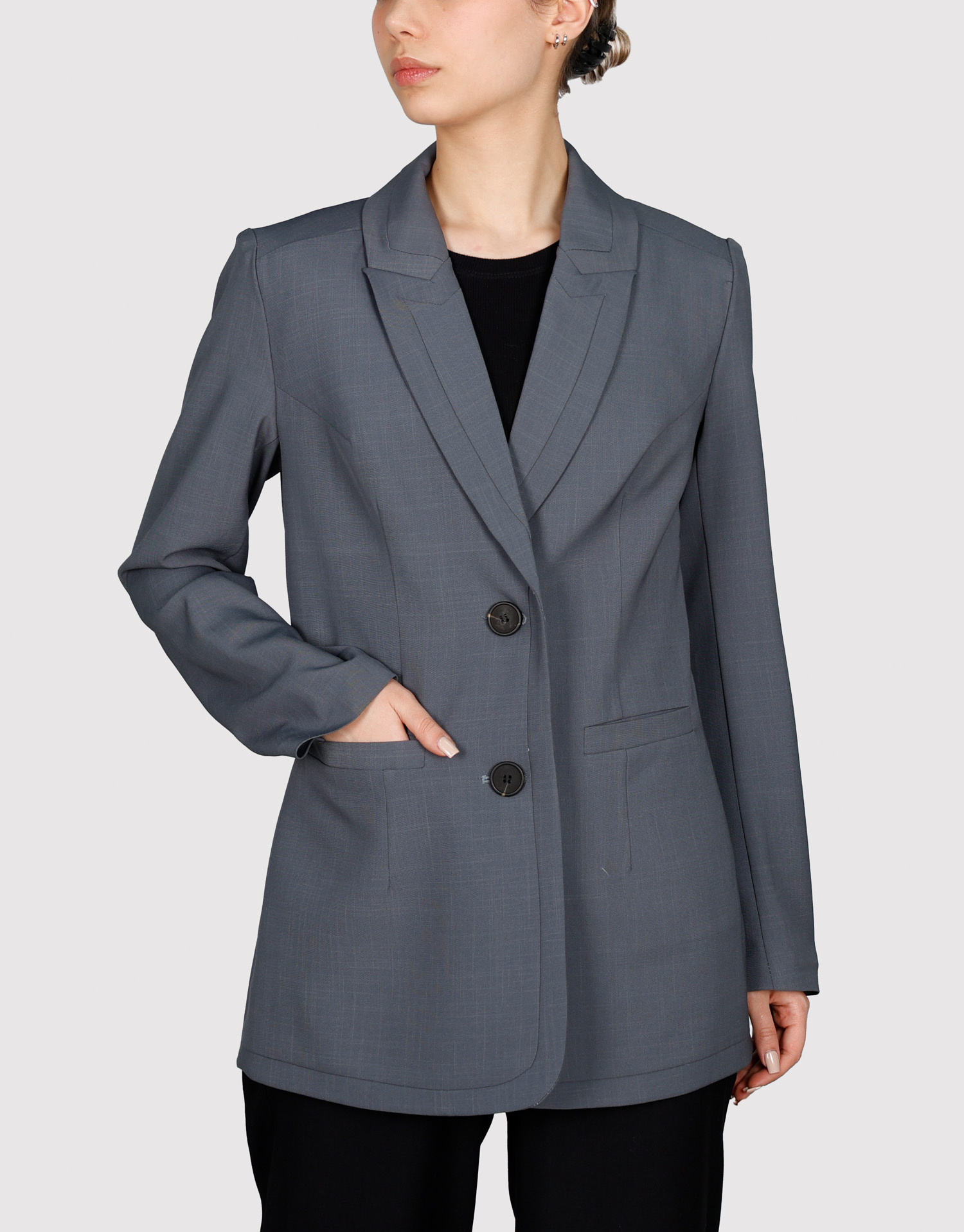 کت برشدار طوسی تیره