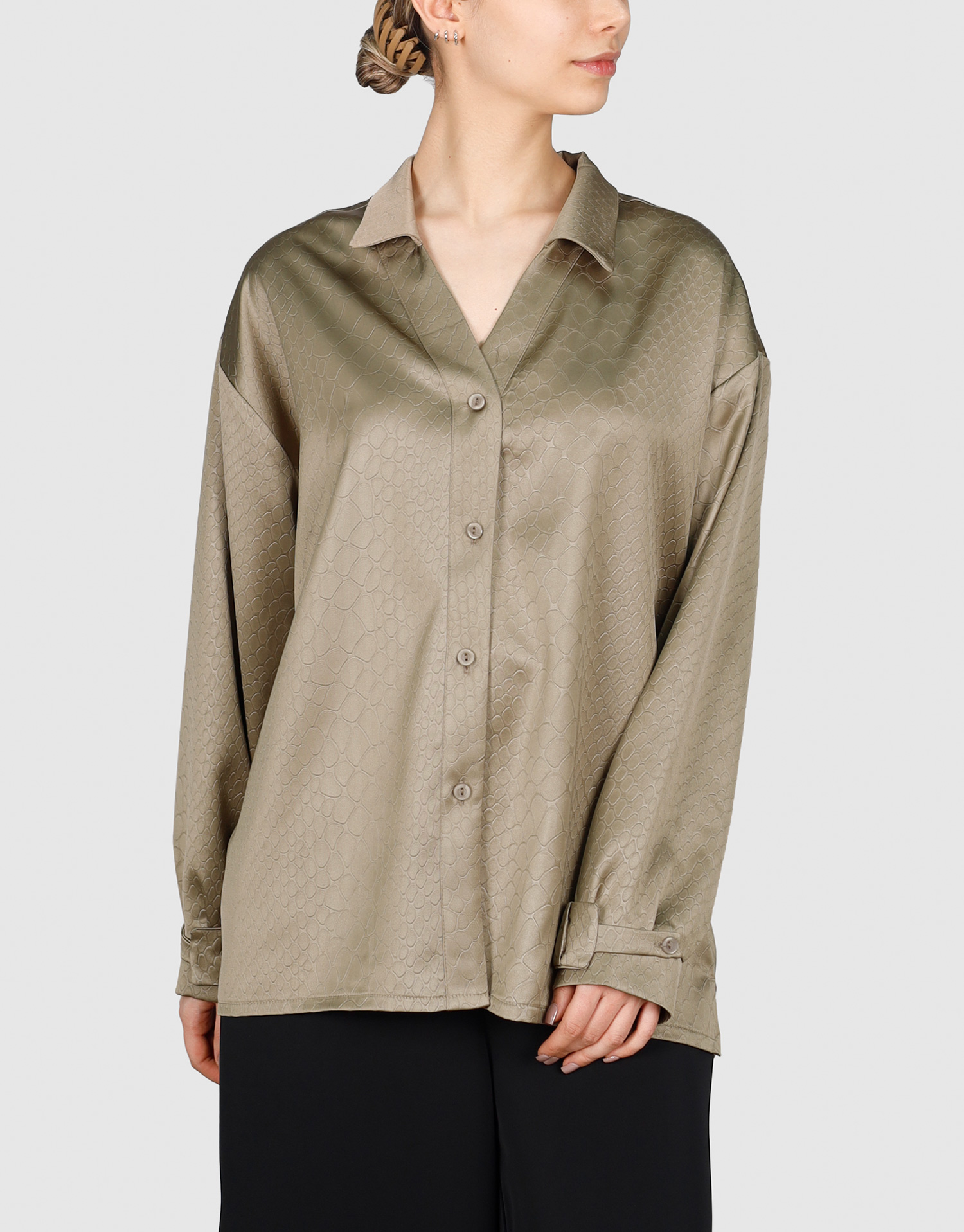 شومیز پوست ماری برجسته خاکی