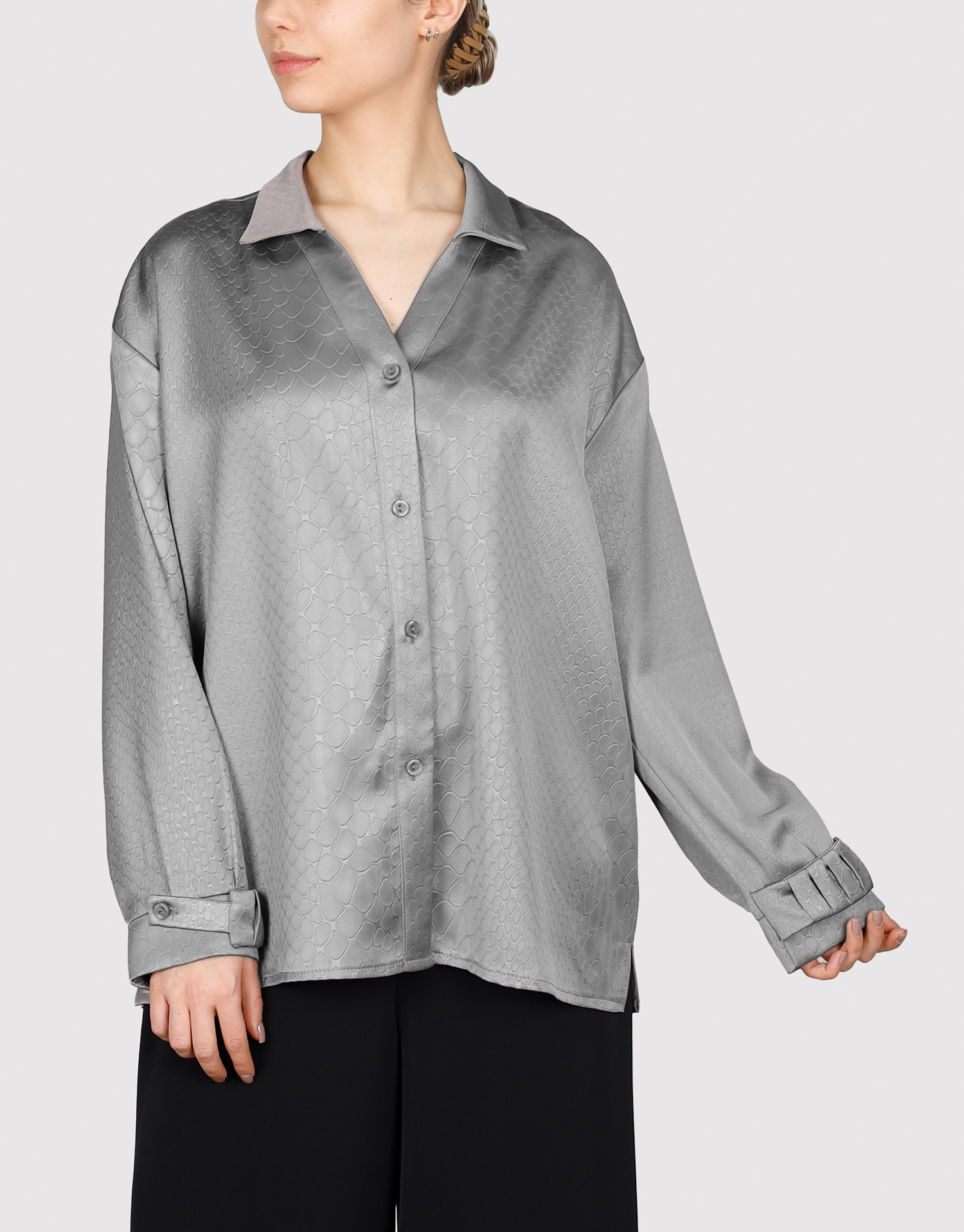 شومیز پوست ماری برجسته طوسی