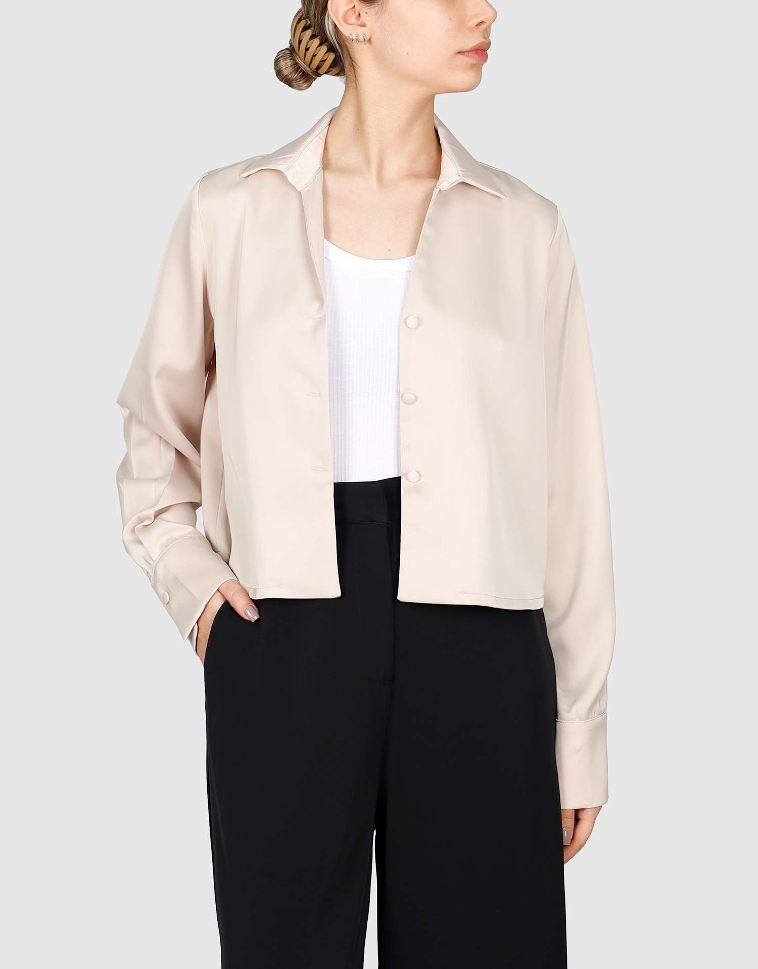 شومیز پشت پیله کوتاه کرم