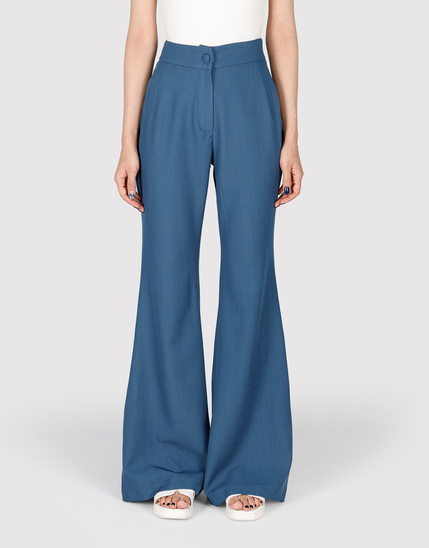 شلوار کرپ بلند آبی تیره