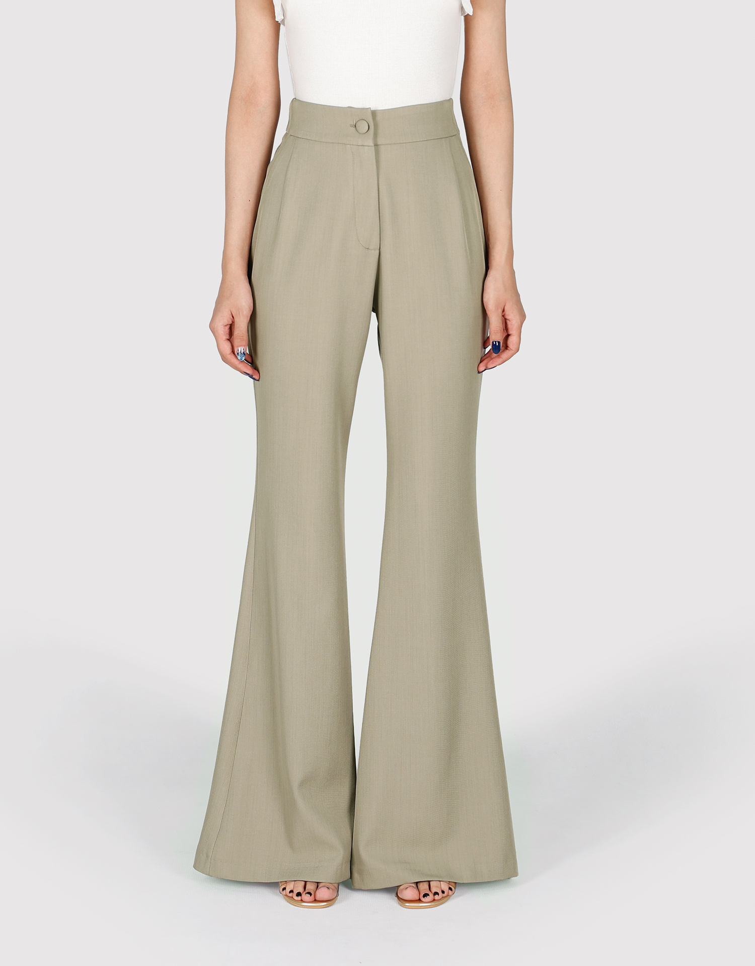 شلوار کرپ بلند خاکی