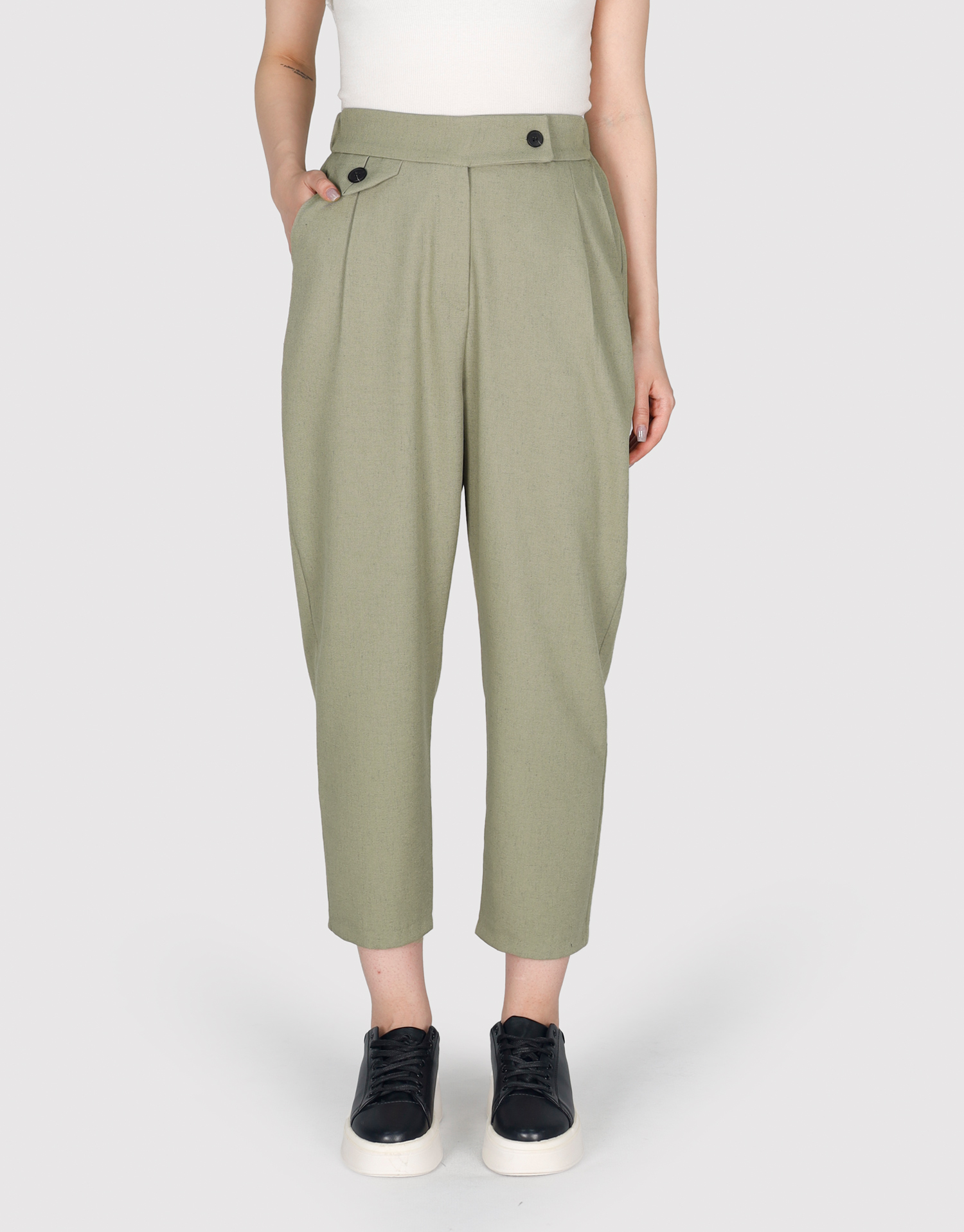 شلوار مام استایل پسته ای