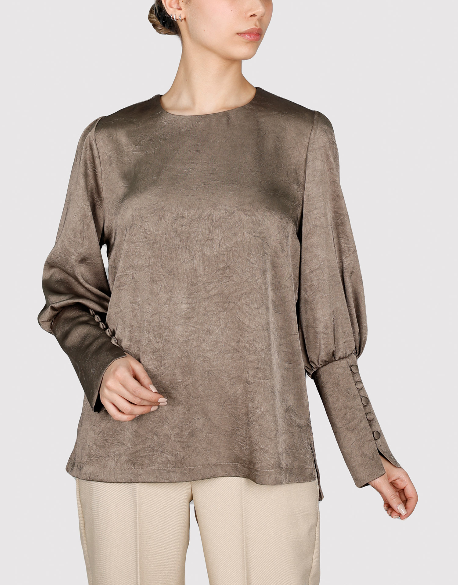 شومیز جلو بسته قهوه ای