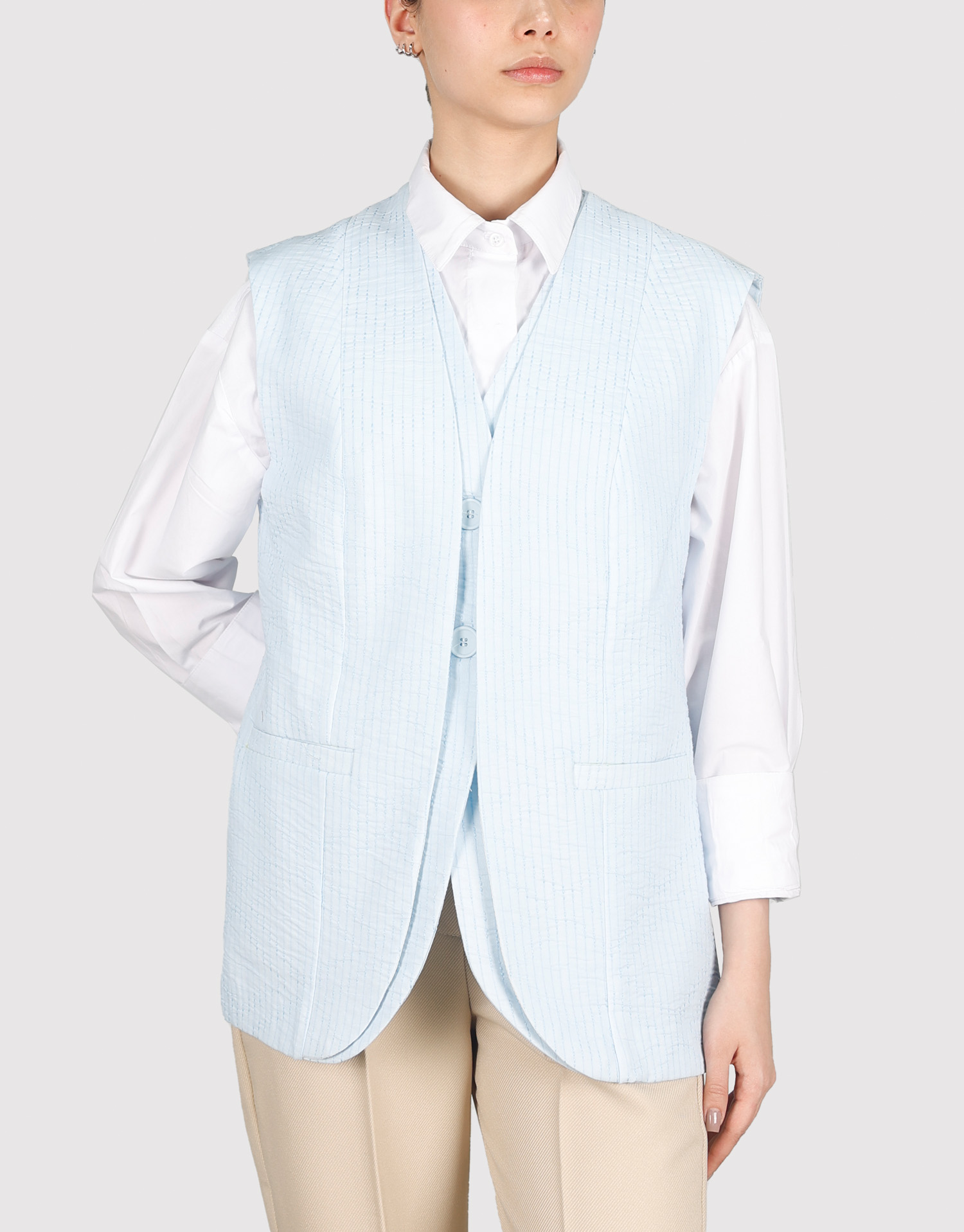 ژیله دو یقه کوک دوزی آبی