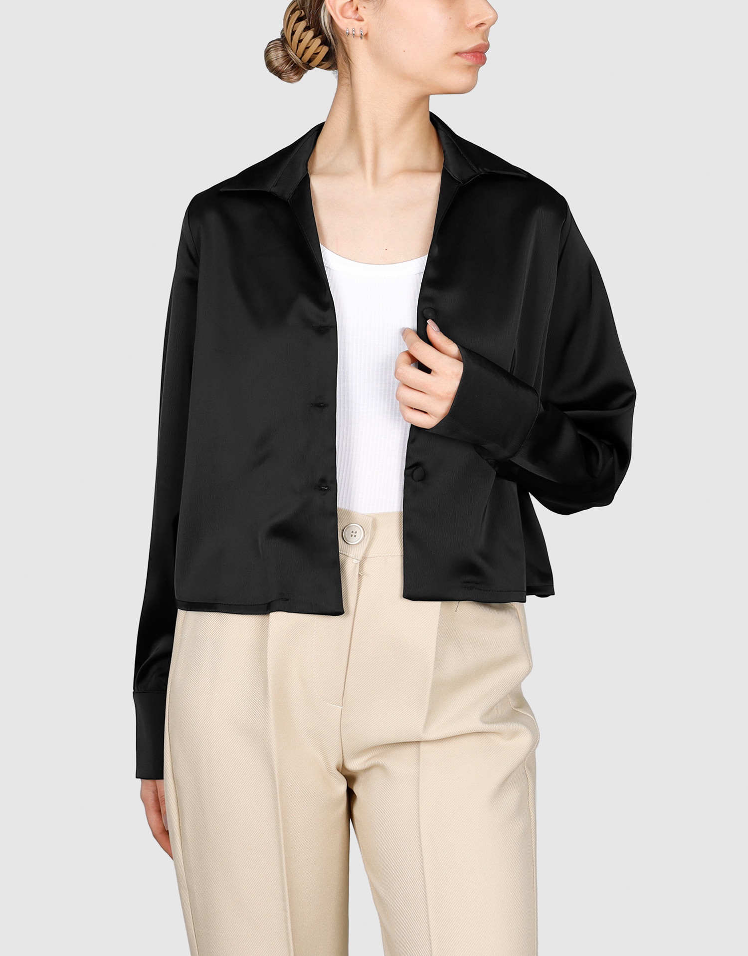 شومیز پشت پیله کوتاه مشکی