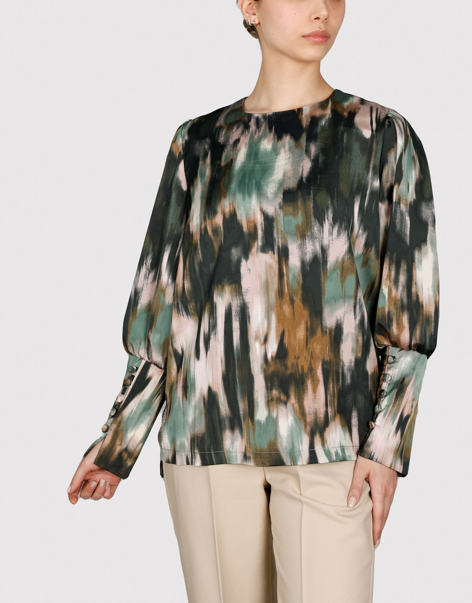 شومیز جلو بسته سبز کالباسی