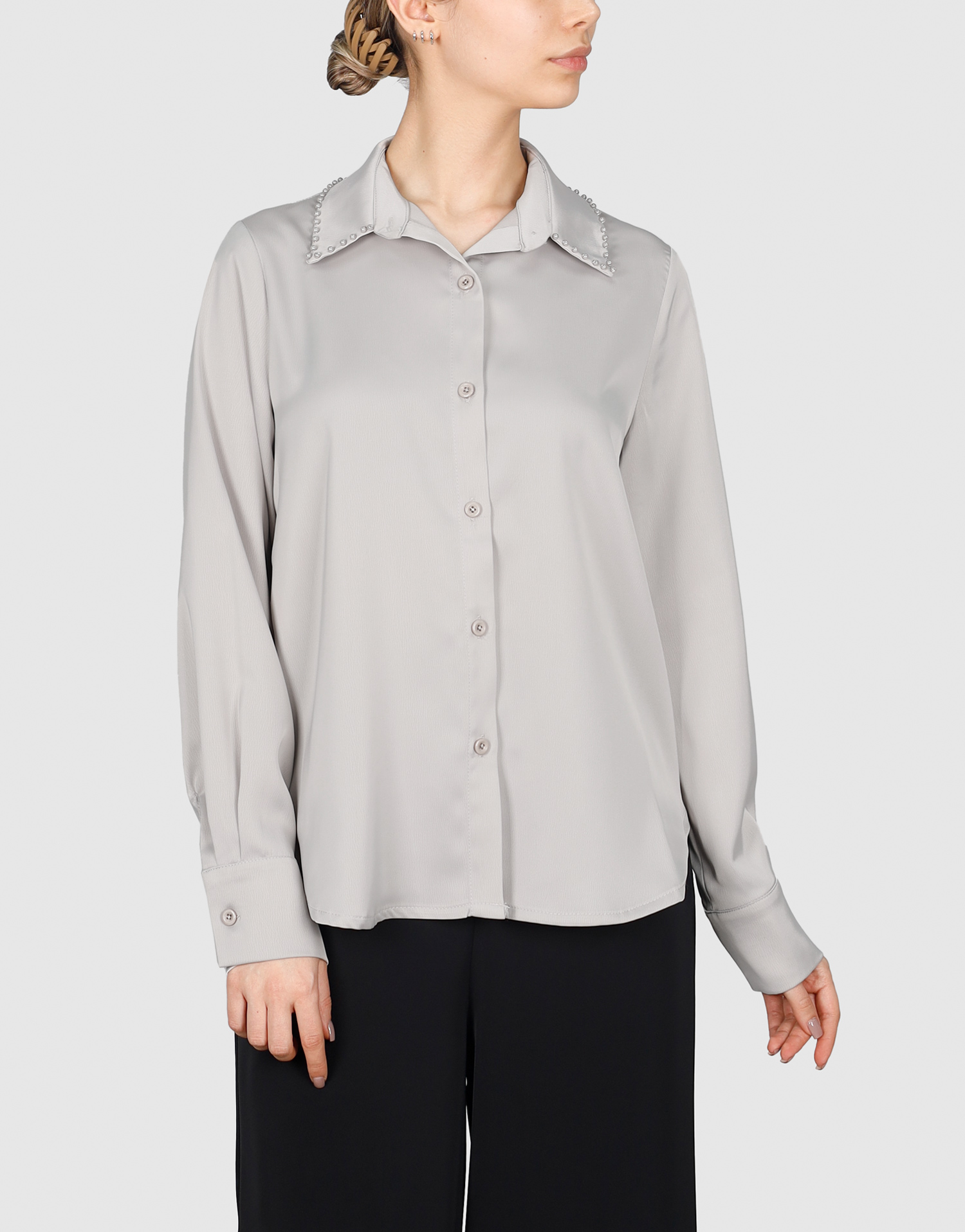 شومیز یقه مرواریدی موشی