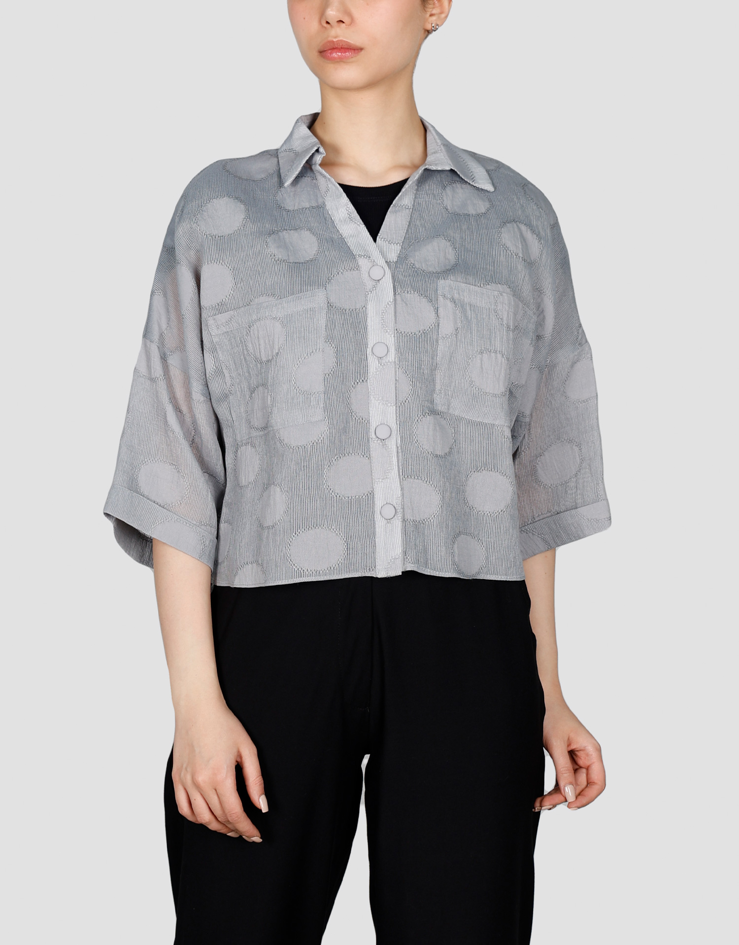 شومیز آستین دوبل طوسی