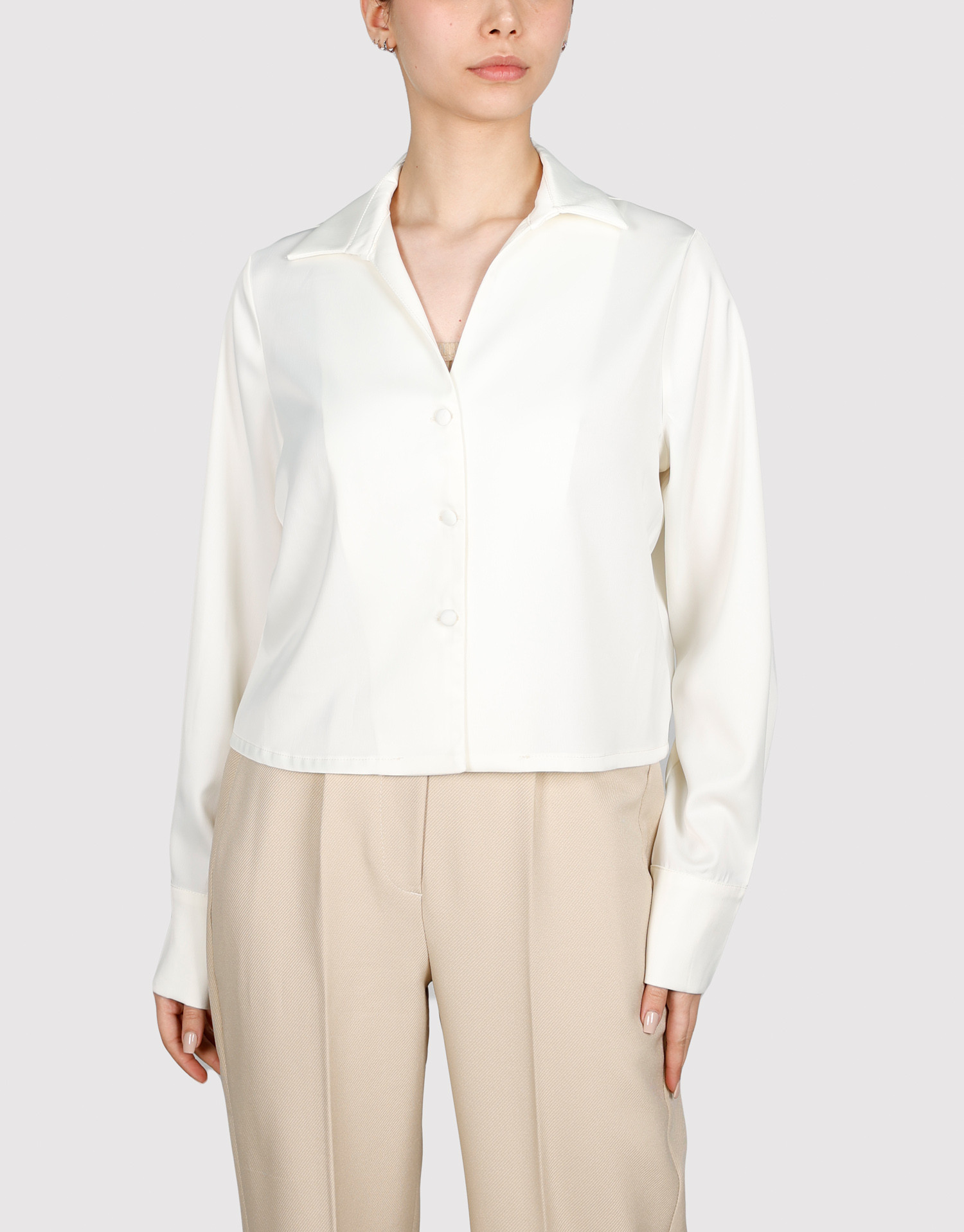 شومیز پشت پیله کوتاه شیری